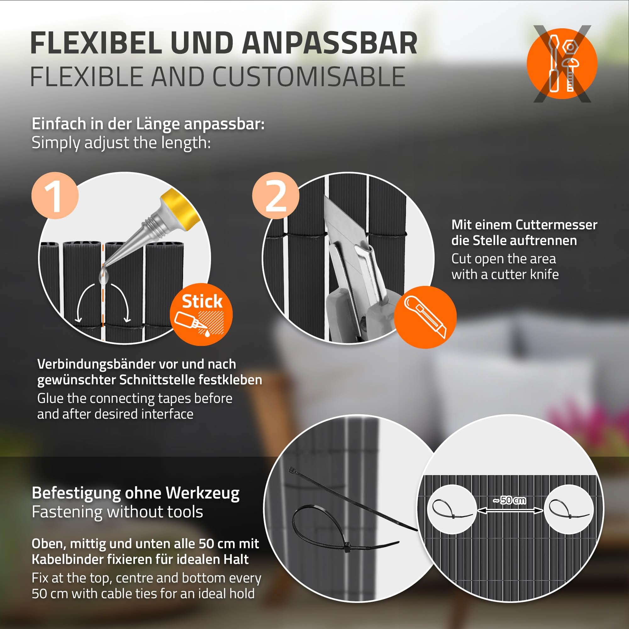 ECD Germany Cañizo de PVC 140 x 800 cm (2X 4m) Antracita Valla de Proteccion de 3 Pesos de Refuerzo Cortavientos Decorativo Resistente a los Rayos UV para Jardín Pantalla Impermeable de Privacidad