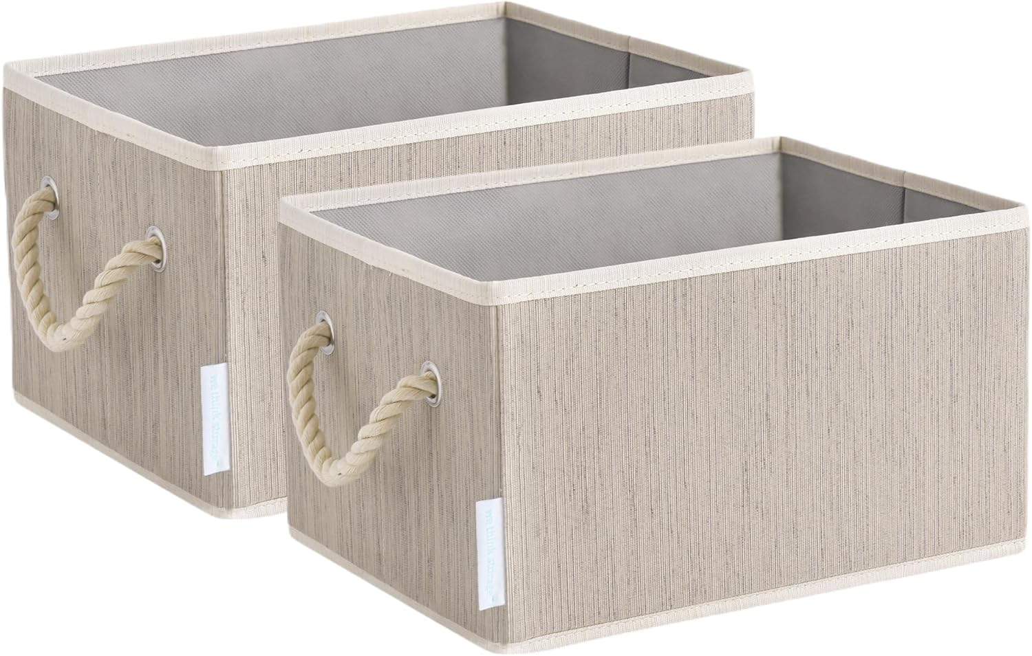 Foldable Storage Bin for OrganizingToys, Books, Shelves, Closet, Large Storage Box with Rope Handles, Sturdy Fabric Organizer Bins, Ivory, 20L, 2-Pack