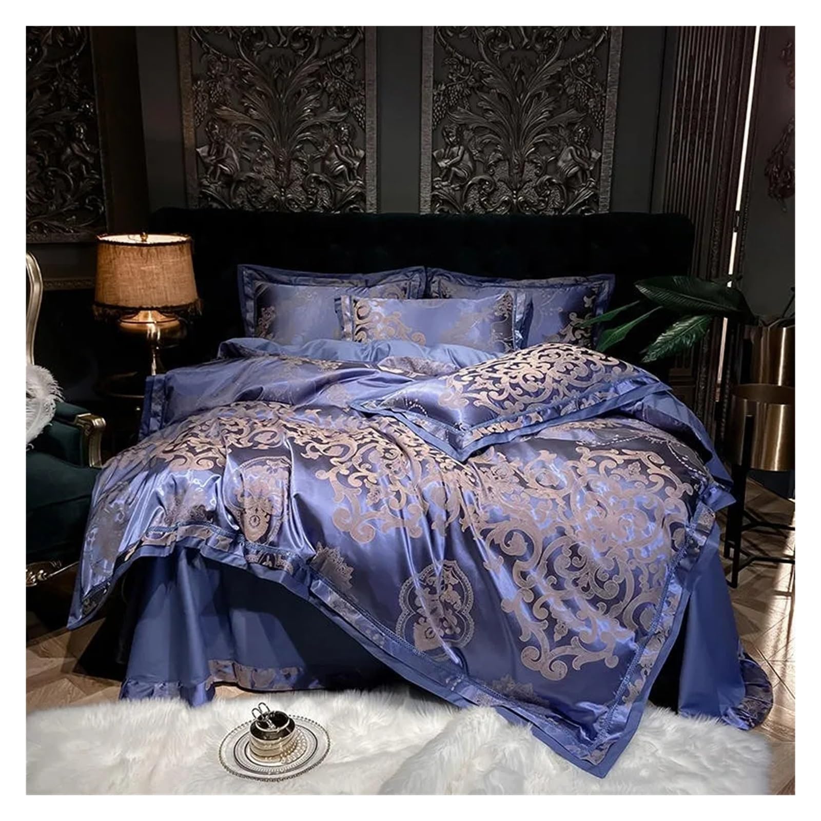 Sbcgfy F Silk Sateen Cotton Delicate Jacquard Duvet Cover Champagne Silver Silky Soft Bedding Set 1 Bed Sheet1 Duvet Cover 2 Pillowcases,Cotton Duvet,-Lat Bed Sheet_queen 4Pcs