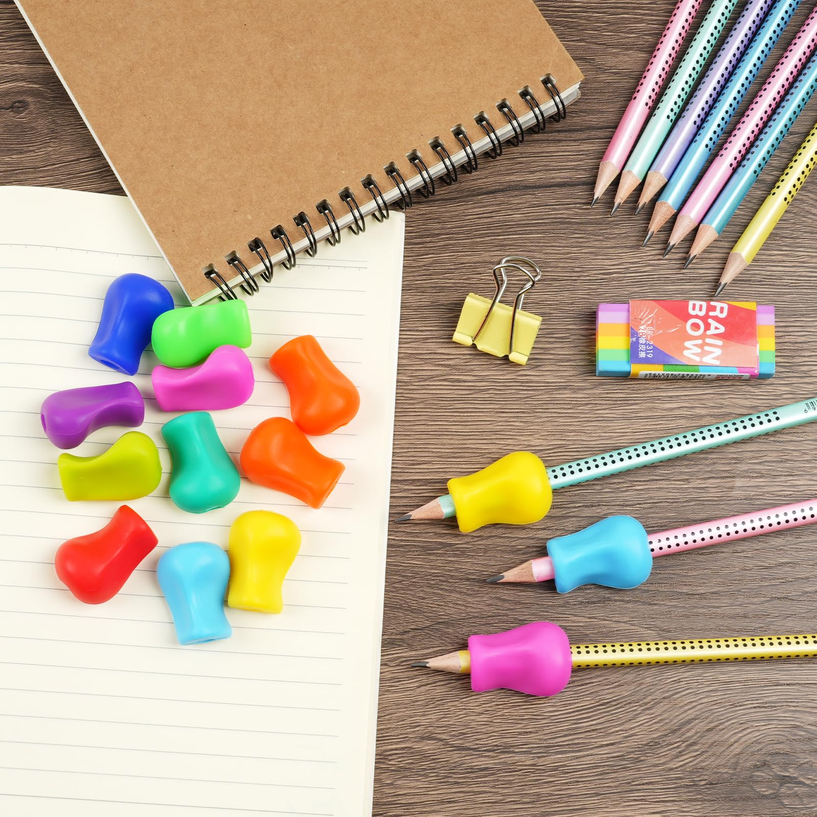 3 Impugnature Matita Ergonomiche Per Bambini - Correzione Postura Scrittura (Blu, Rosa, Verde) - Foto 9