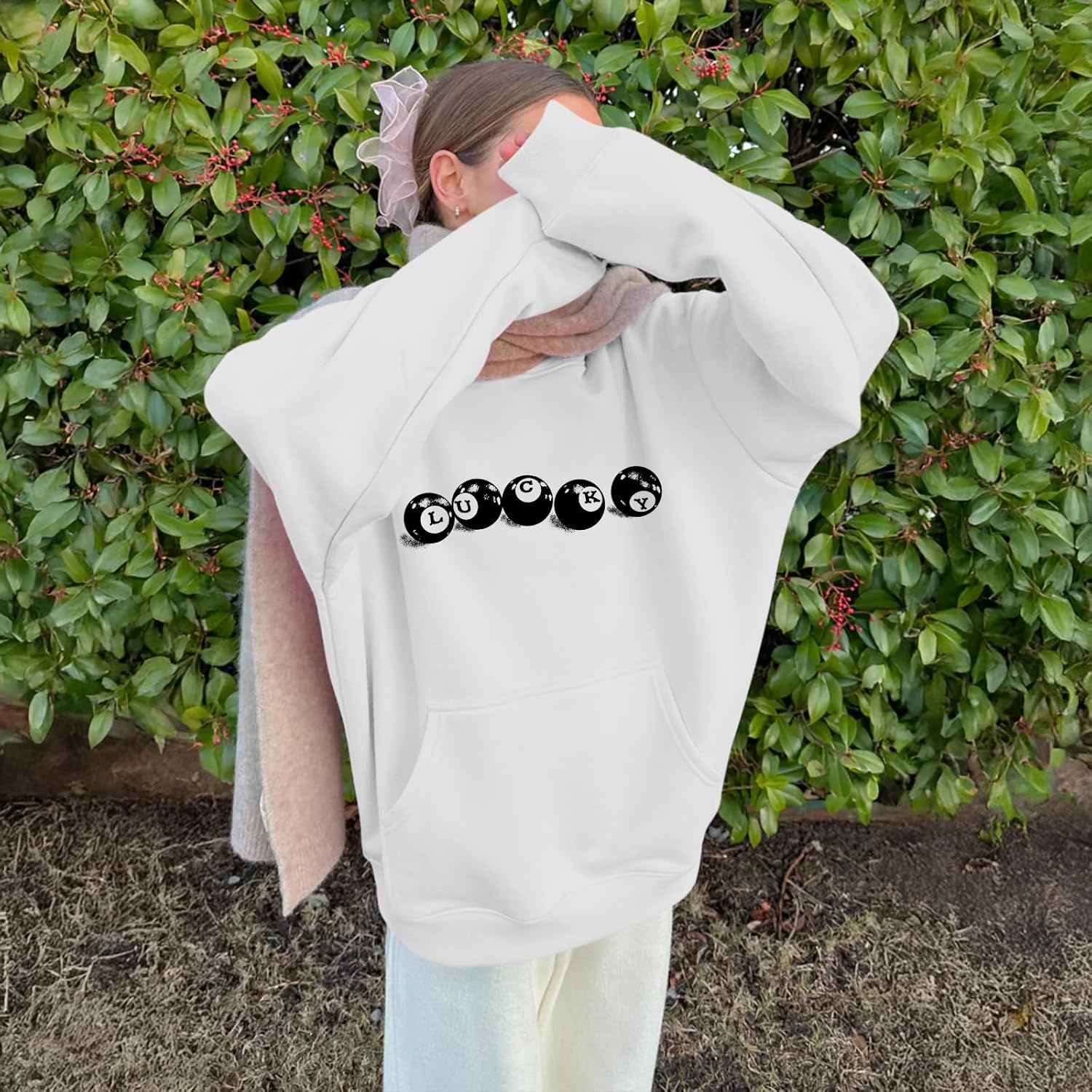 Graphic 8 Ball Hoodie Y2k Oversized Hoodies for Women Cute Preppy Hooded Sweatshirt Aesthetic Clothes Streetwear - Image 3