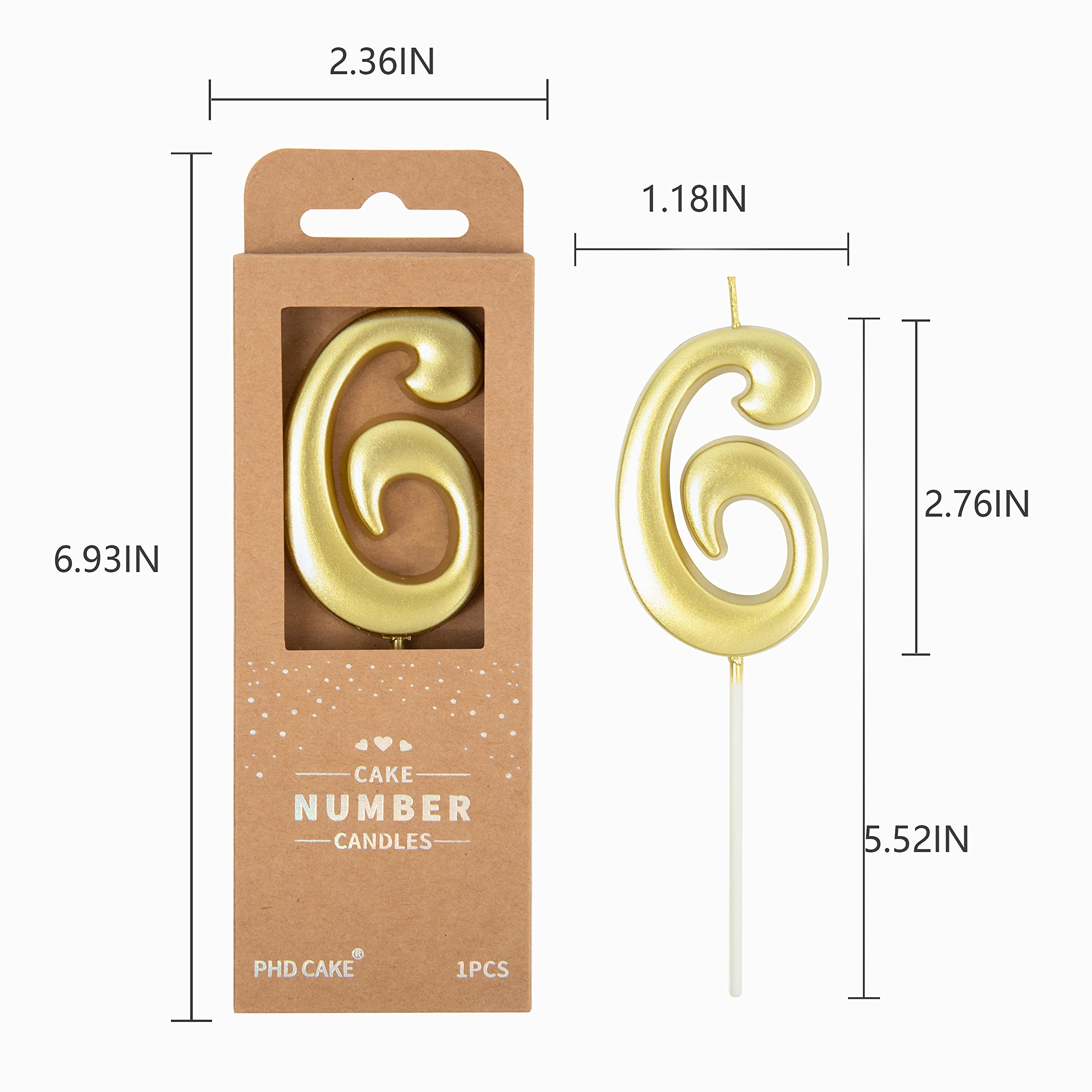 PHD CAKE Candele moderne a 2,76 pollici blu 6 numeri