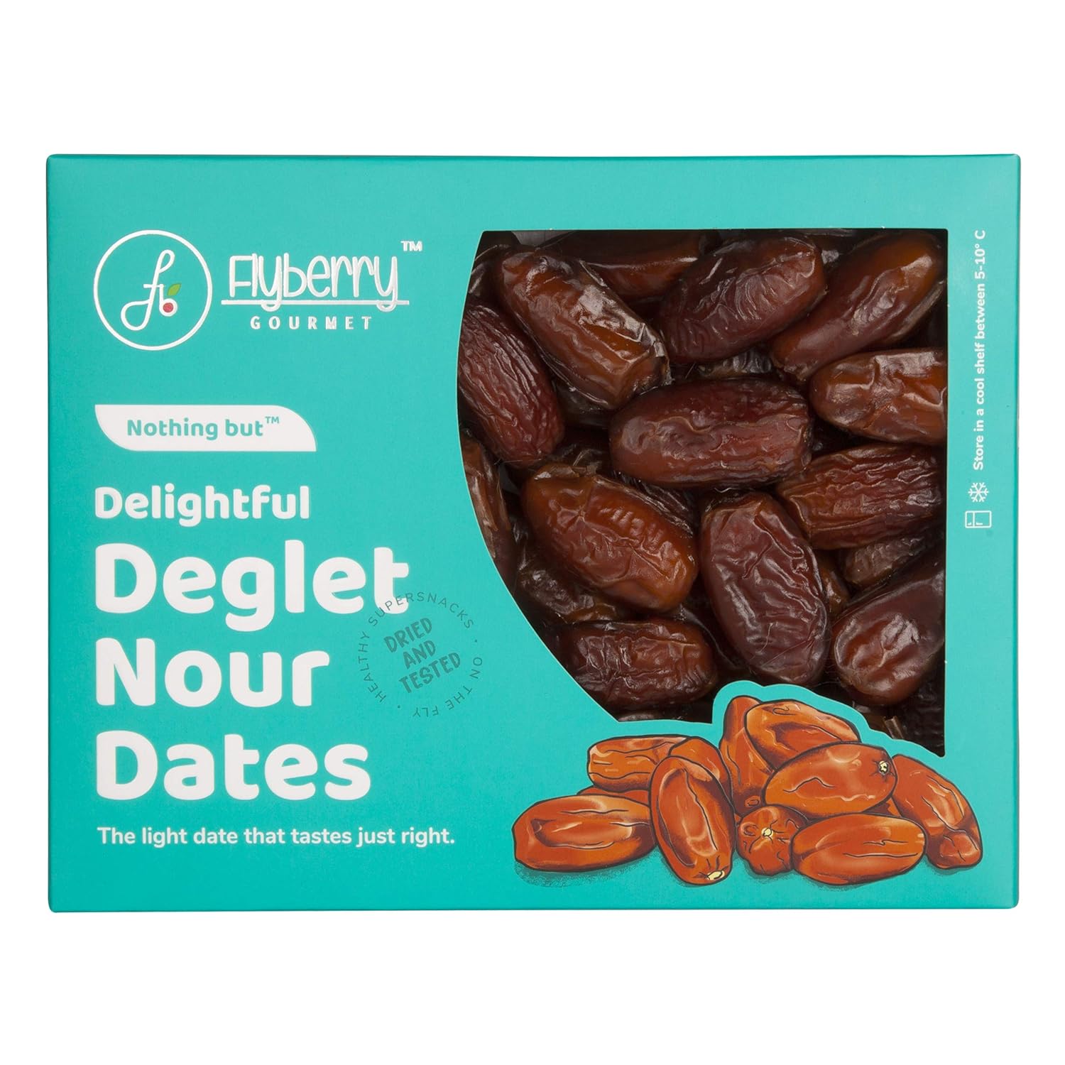 Flyberry Gourmet Deglet Nour Dates (Khajoor/Khajur) 800g 100 Natural