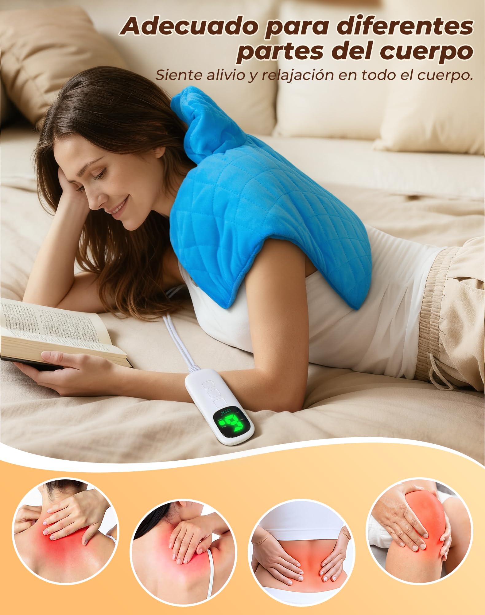 UTK Manta Eléctrica Espalda Y Cuello, Hasta 70 °C Manta Eléctrica, Alivio Profundo Del Dolor, Manta Eléctrica Cervical, 6 Niveles De Calor, Aliviar La Tensión Muscular, Regalos San Valentín Mujer
