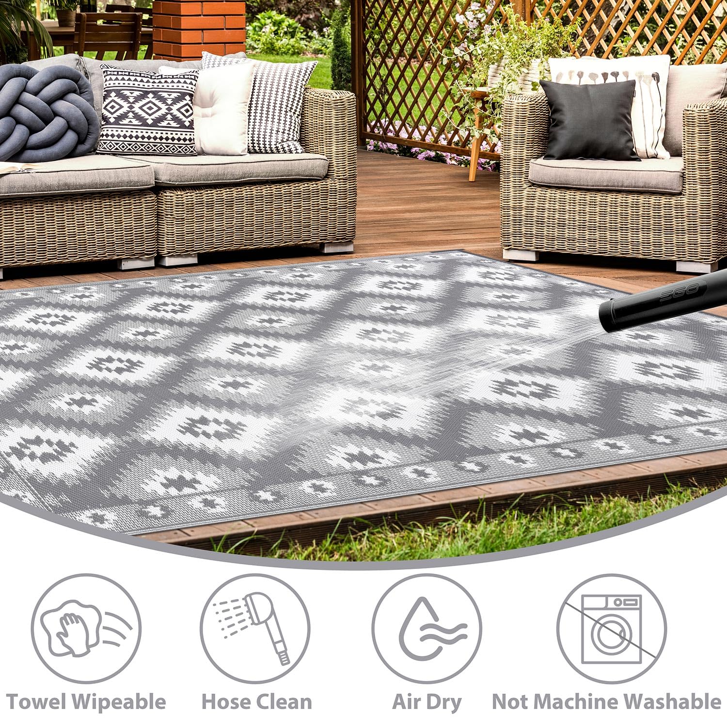 Homaxy Tapis Extérieur Résistant Intempéries, Plastique, Pliable