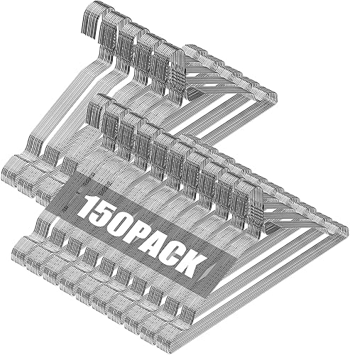 Miniatura 14 de SPECILITE Perchas de Alambre de Metal a Granel Paquete de 50 con Ranura, 16.7 Pulgadas, Calibre 12 Ultra Delgadas, Antideslizantes, para Trajes