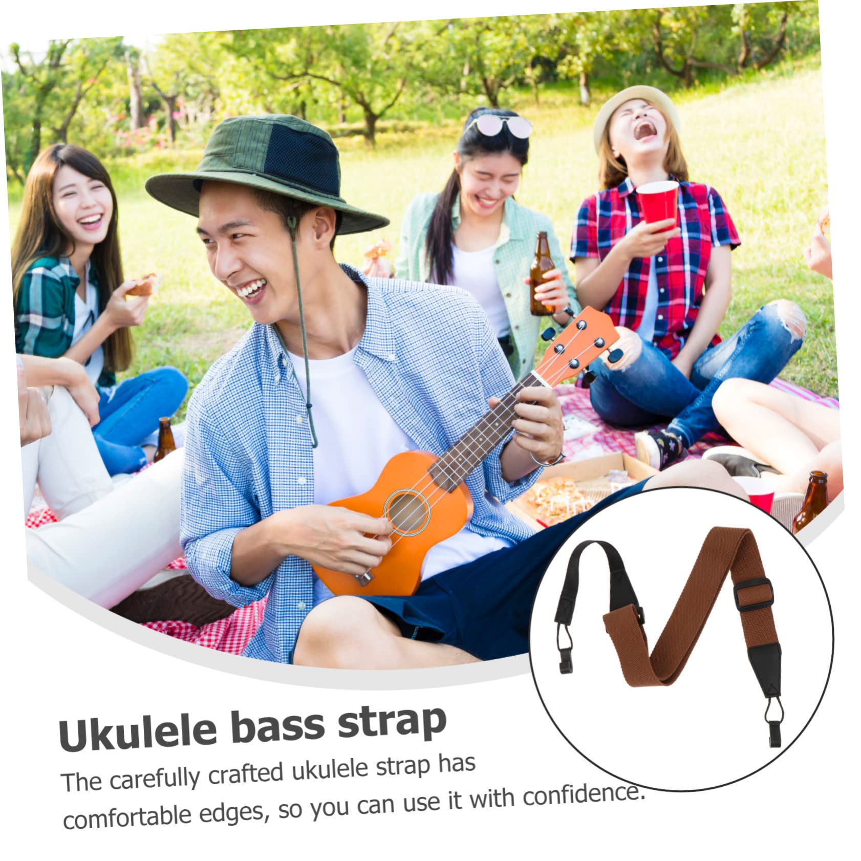 3stücke Non-punch Ukulele Strap Verstellbarer Langlebiger Gurt Aus Atmungsaktivem Stoff Für Ukulele Soprano Tenor Und Bariton Kaffee- Sicher Und Praktisch