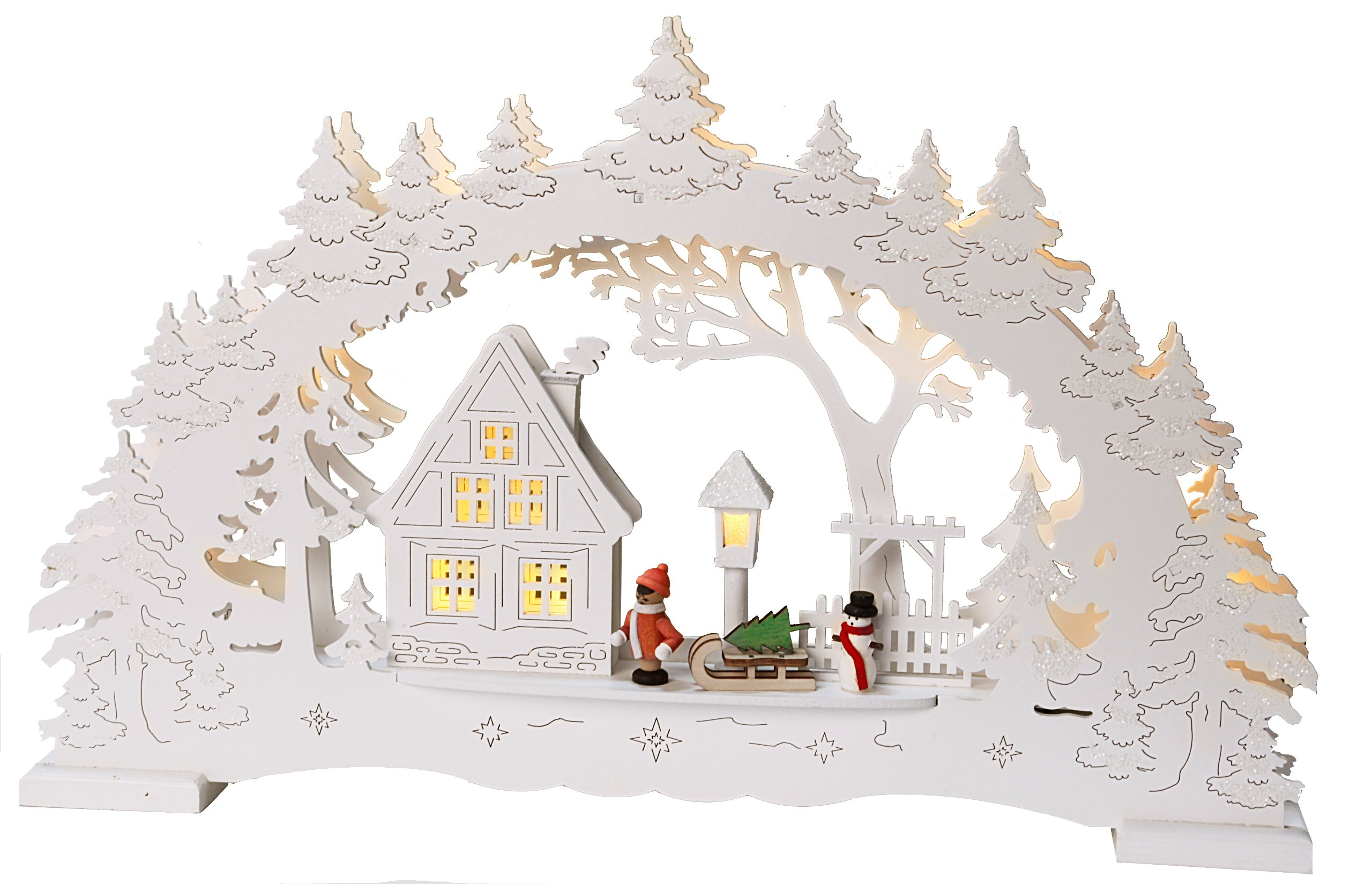 Best Season LED-Fensterleuchter "Village", 10 warm weiß LED, Material: Holz , Trafo circa 27 x 43 cm, natur 270-27