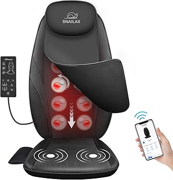 Snailax Back Massager with Heat, Gifts for Men, Women, Electric Deep Tissue Kneading Full Body Massage Chair for Back Pain, Home, Office Use, App Control