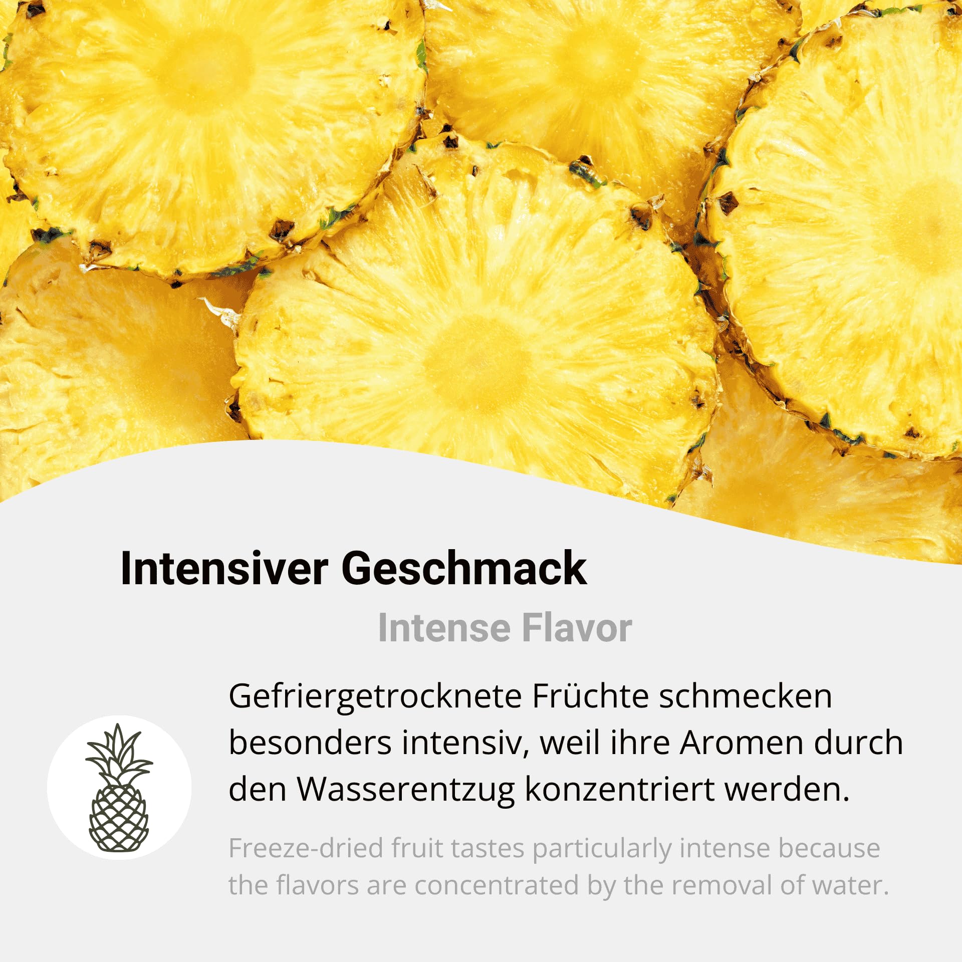 Gefriergetrocknete Ananas Stücke 750g Knuspriger Snack, Ohne Zucker, Vegan