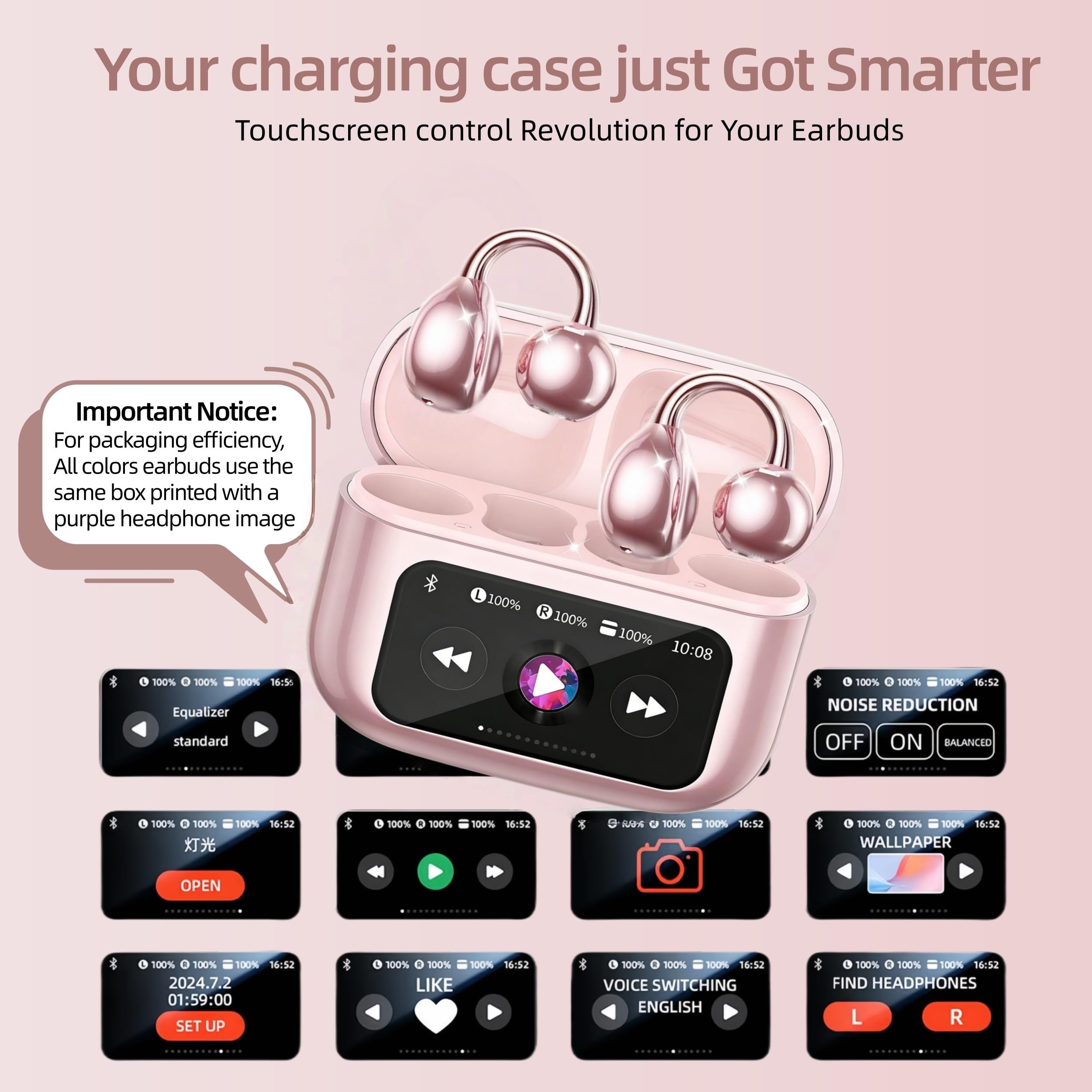 Auricolari Wireless Bluetooth 6.0 Cuffie Sportive Oro Rosa - Dettaglio