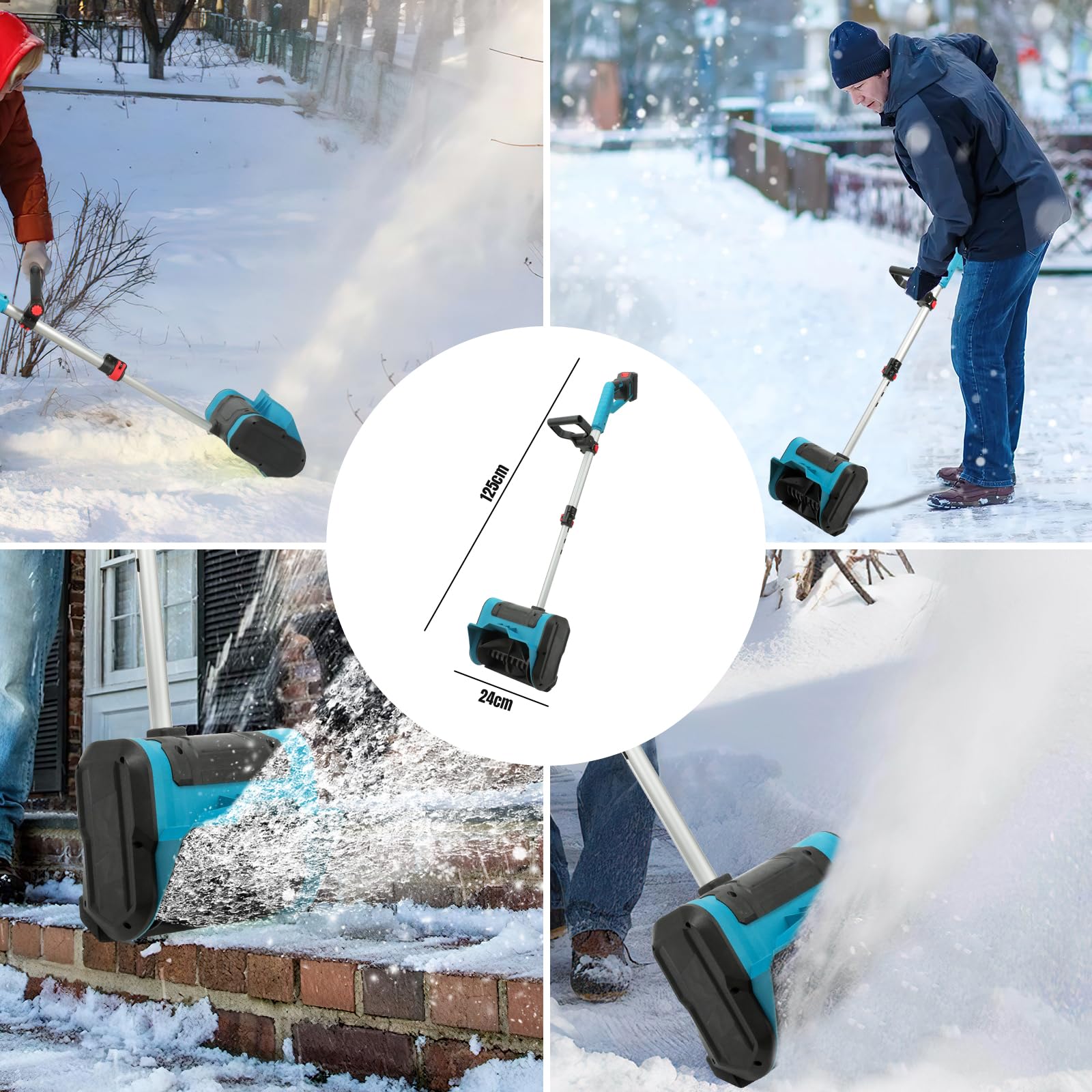Souffleuse à neige sans fil pour batterie Makita 18 V, souffleuse à neige électrique manuelle, moteur sans balais 1000 W, portée de jet 8 m, largeur de nettoyage 25 cm, machine à balayer, batterie