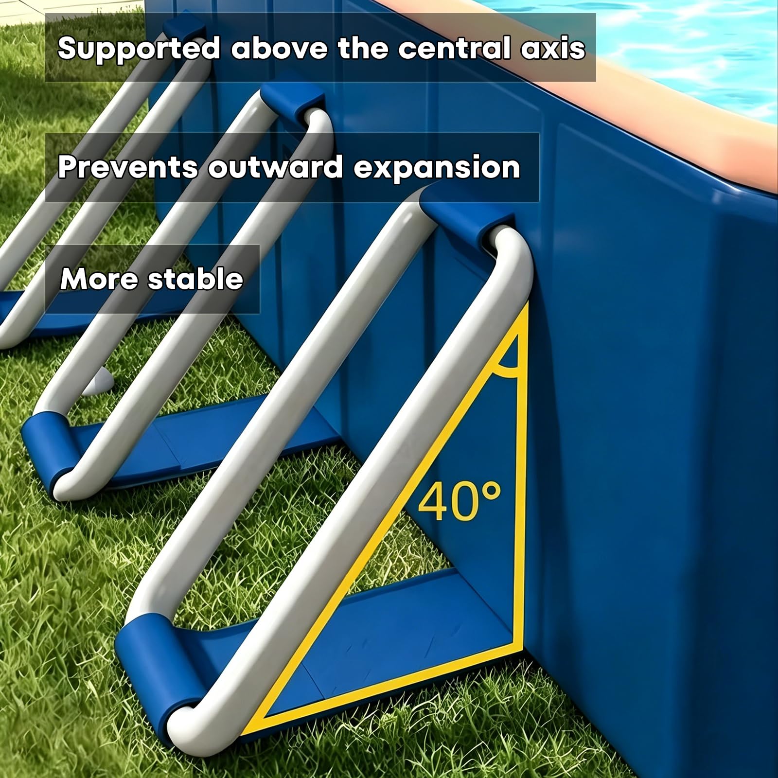 Piscina Plegable para Jardín – No Hinchable, Estructura De Acero Anti-abultamiento, PVC De Alta Densidad, Doble Drenaje, Sin Montaje, Portátil para Adultos Y Mascotas
