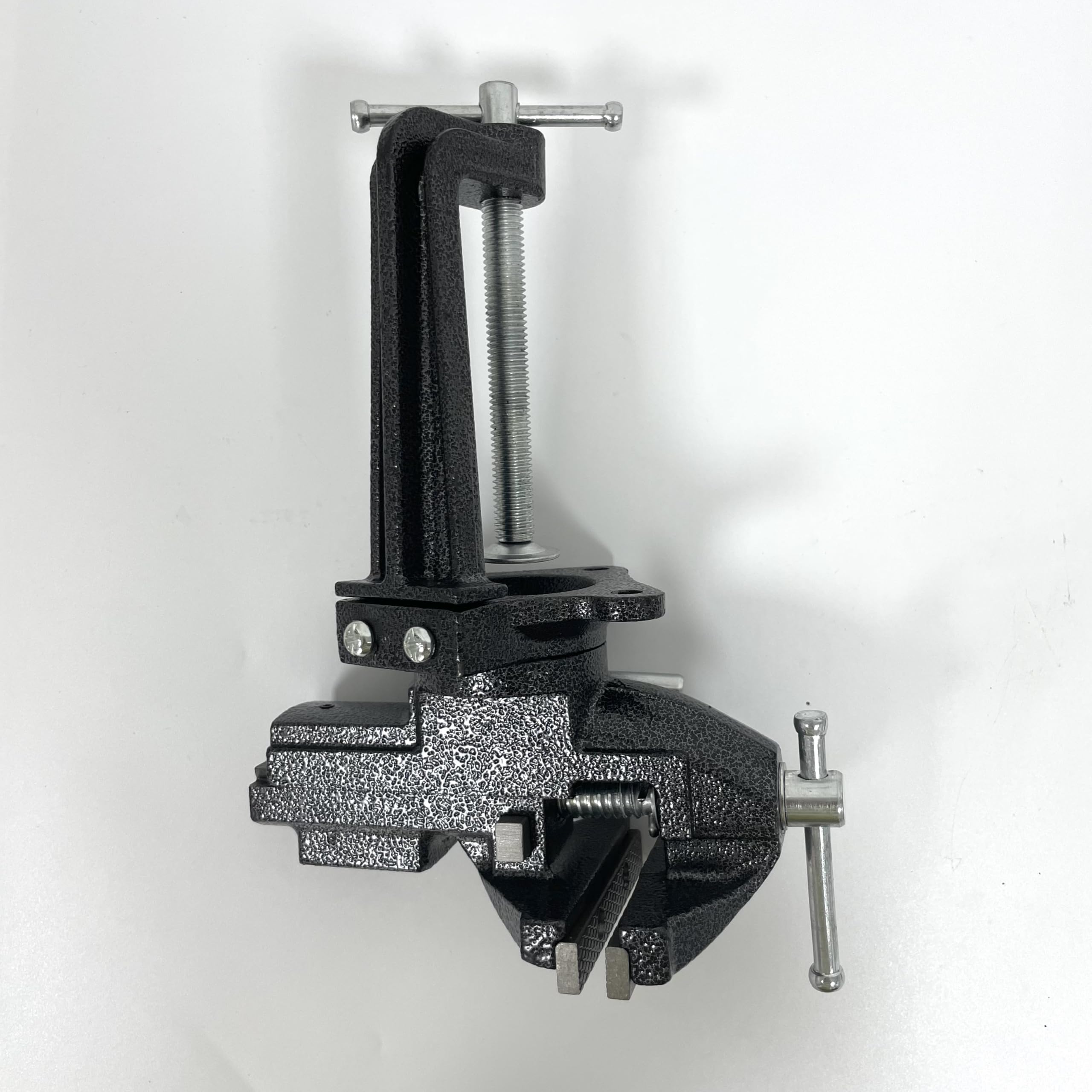 Morsa da banco in ghisa, base girevole a 360°, morsa 2 in 1 a doppio uso, con pulsante di regolazione rapida, per banco da lavoro fai da te (larghezza ganascia 8,4 cm)