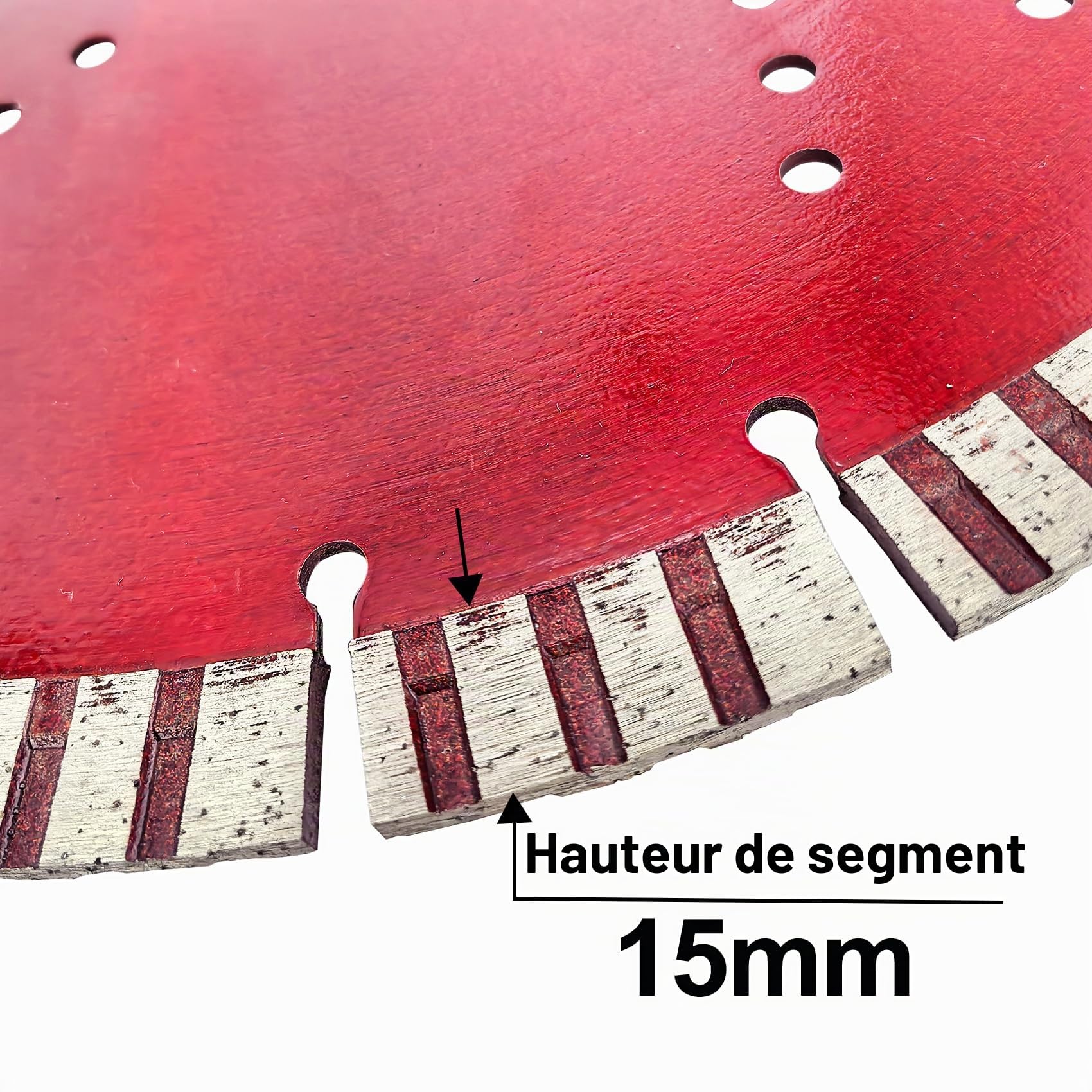 Disque à tronçonner diamanté turbo 350 mm pour béton, béton armé, pierre avec segment de 15 mm (350 x 25,4 mm)