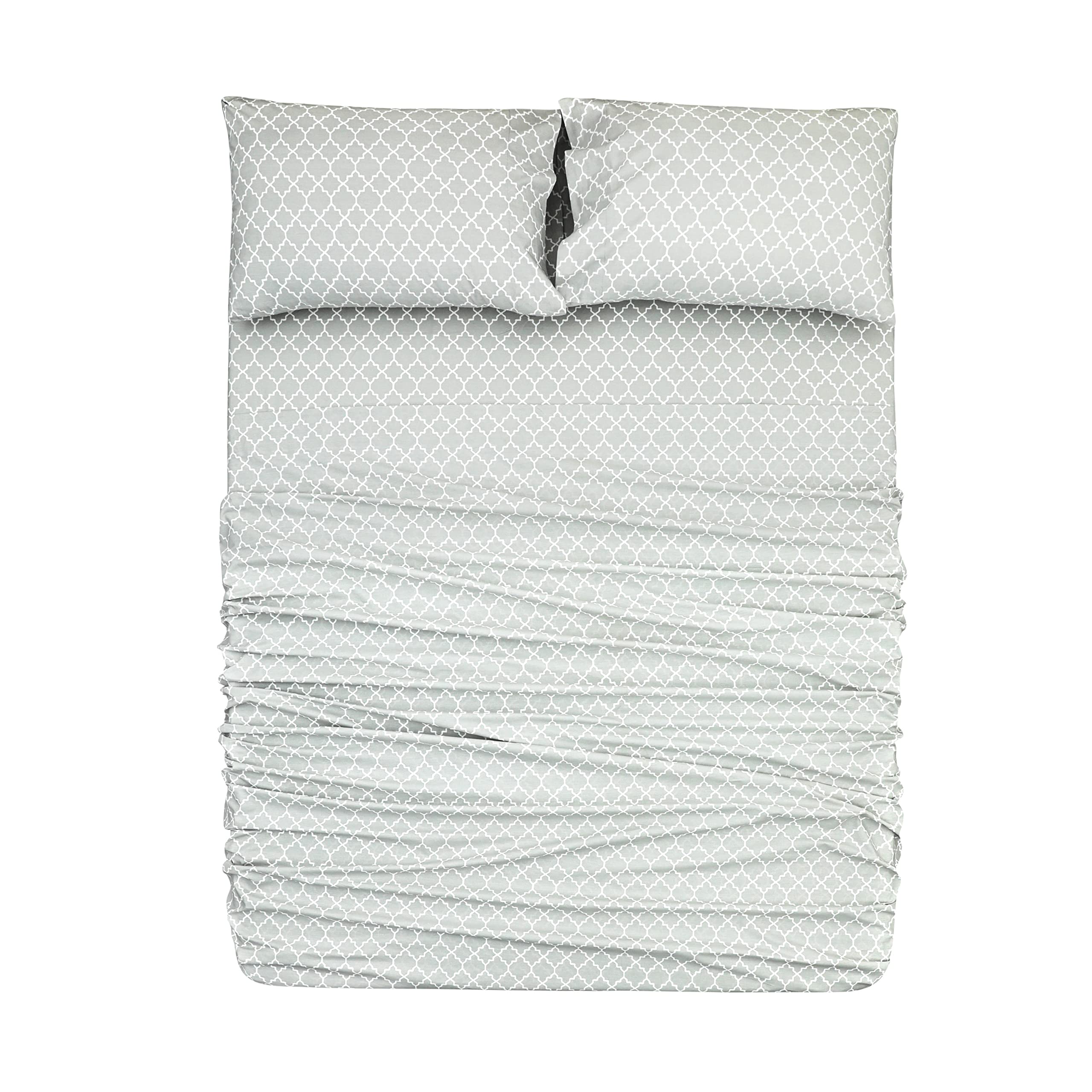 EnvioHome 100% Cotton Sheets Full Size Set – 144 TC Percale Breathable & Cooling Printed Flat Sheet & Upto 16 inch Deep Fitted Sheet with Standard Pillowcases Bed Sheet Set