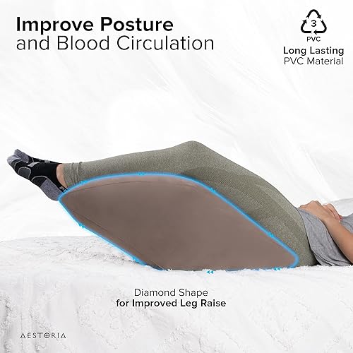 Miniatura 3 de Aestoria Almohada inflable de elevación de piernas almohada de cuña portátil para piernas con bolsa de almacenamiento, almohadas versátiles para