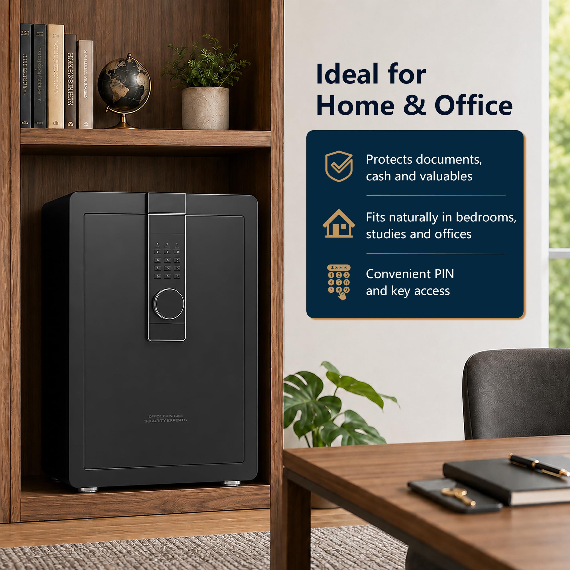Caja fuerte grande y pesada de 29 kg, gabinete de seguridad de acero de aleación de 82 litros con teclado digital y cerradura de llave, montaje en pared, almacenamiento para el hogar, oficina, hotel