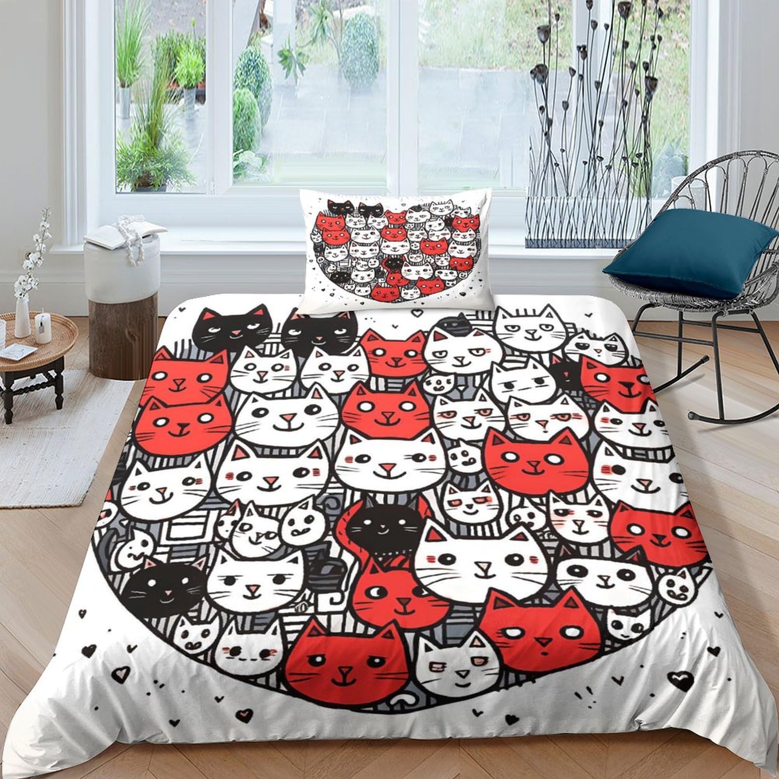 Housse de couette coeur 3D parure lit enfant ado pour chambre cocooning