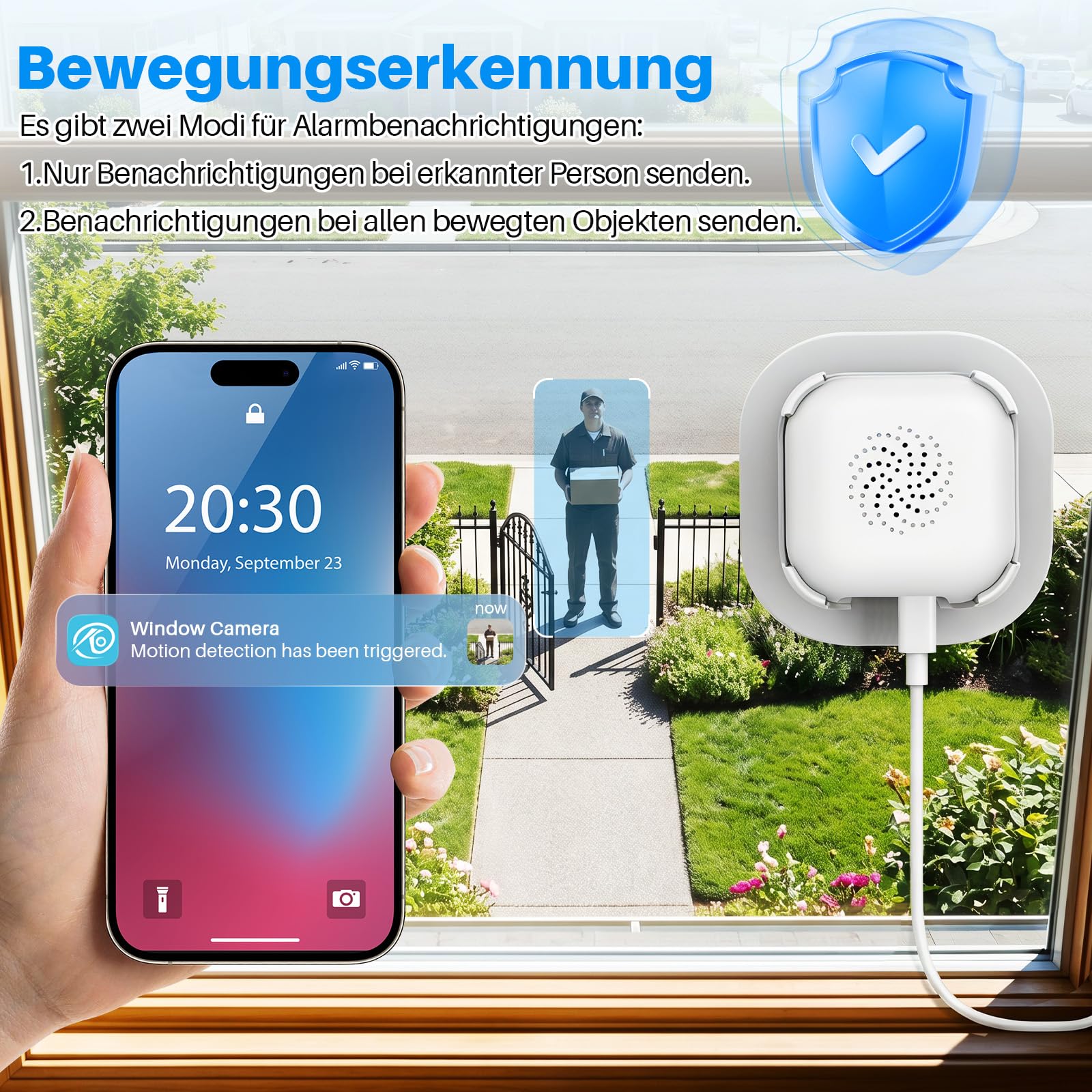 Fensterkamera Innen,2K 3MP MiNi Kamera Außen,5GHz&2,4GHz WiFi mini überwachungskamera aussen mit KI-gestützte verbesserte Farbnachtsicht, Fenster Kamera Personen-/Bewegungserkennung, 24/7-Aufzeichnung