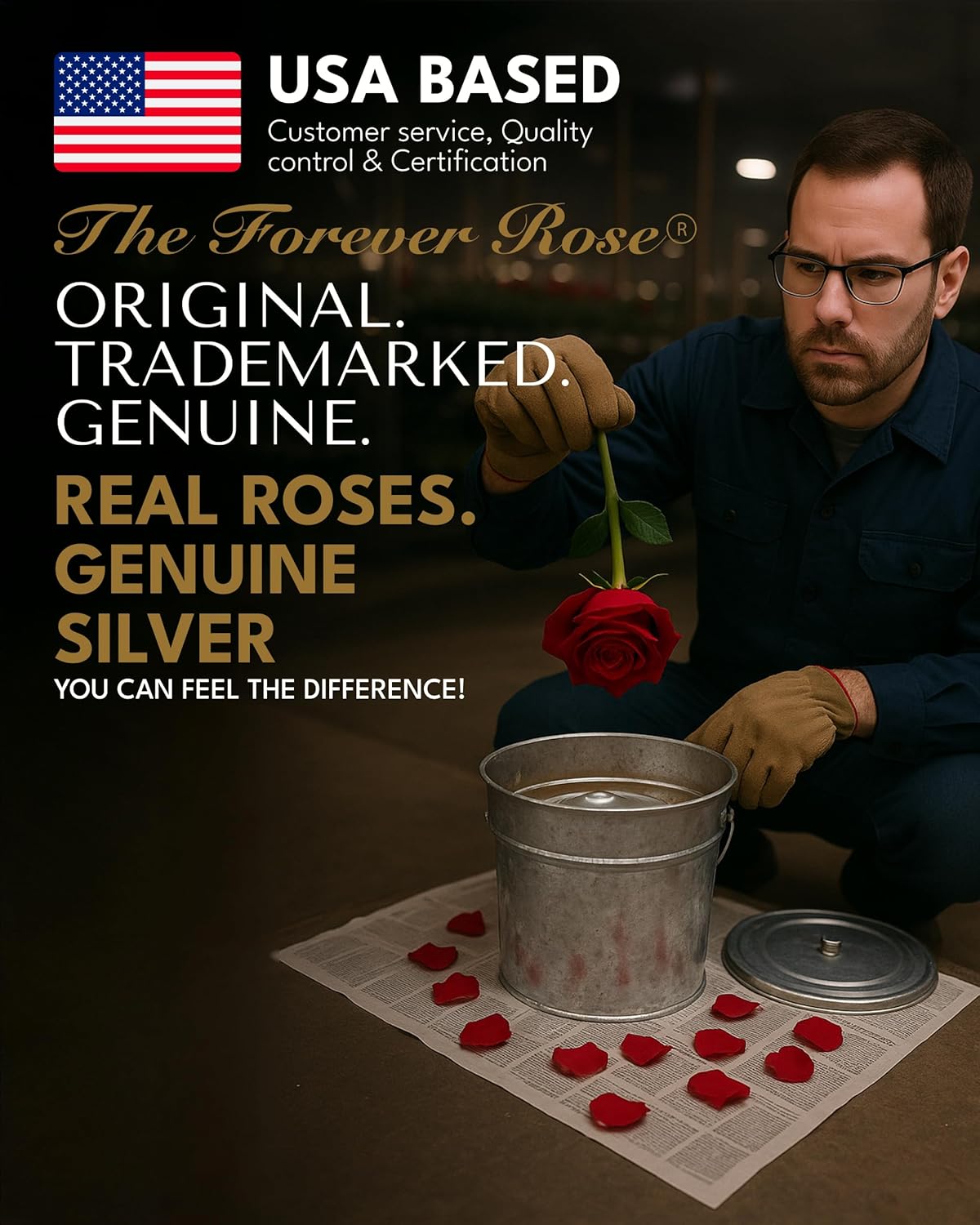 Forever Rose Real Rose Dipped in Silver, Handcrafted Preserved Rose in Clear Glass Bud Vase and Luxury Gold Gift Box, Romantic Gift for Her, Elegant Keepsake for Anniversary, Birthday, or Any Occasion - Image 3