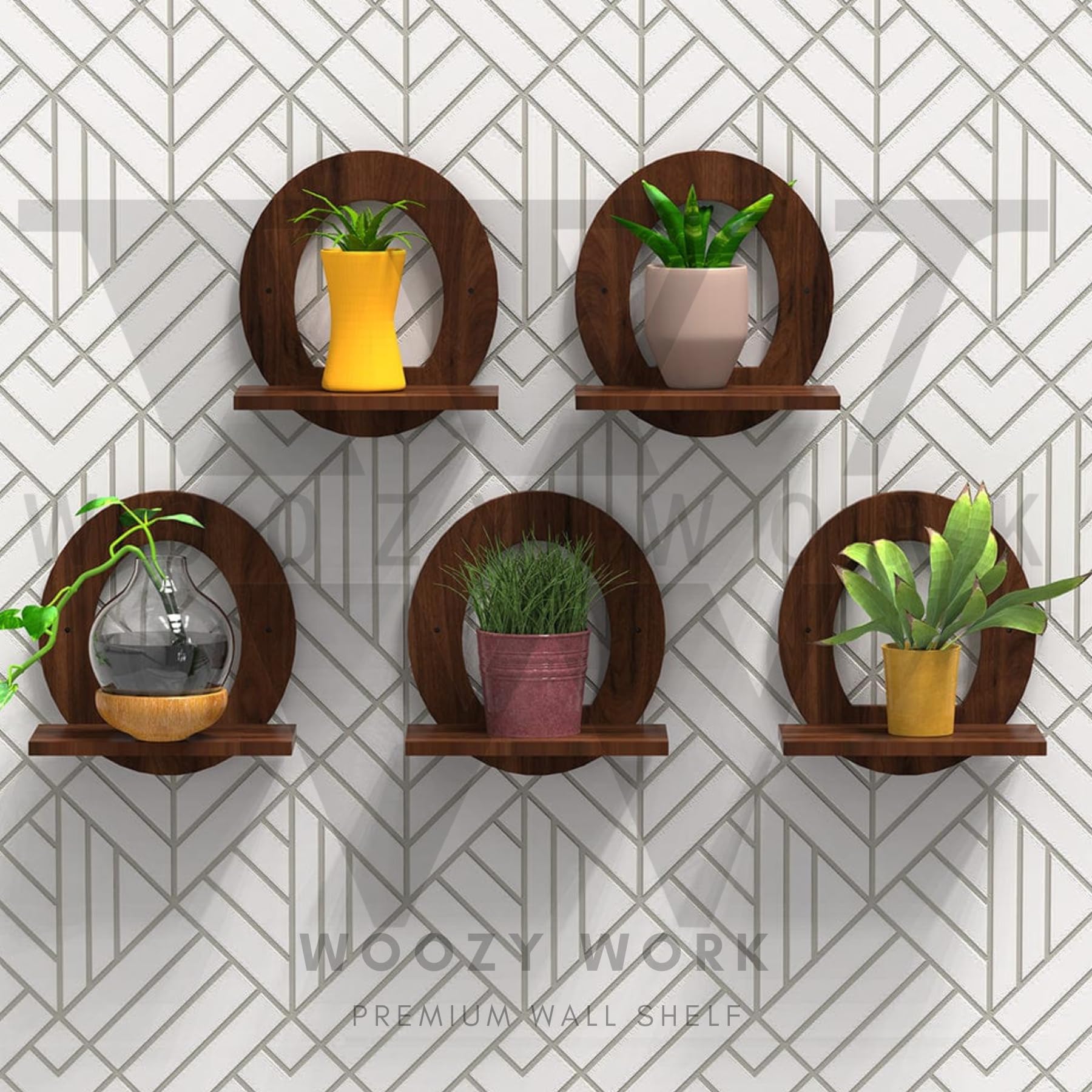 Solid Wooden Wall Shelf Hanging Shelves Wall Art Stylish Home & Office Decor Engineered Wood Wall Storage Mounted Wooden Display Shelf Living Room (Style 4)