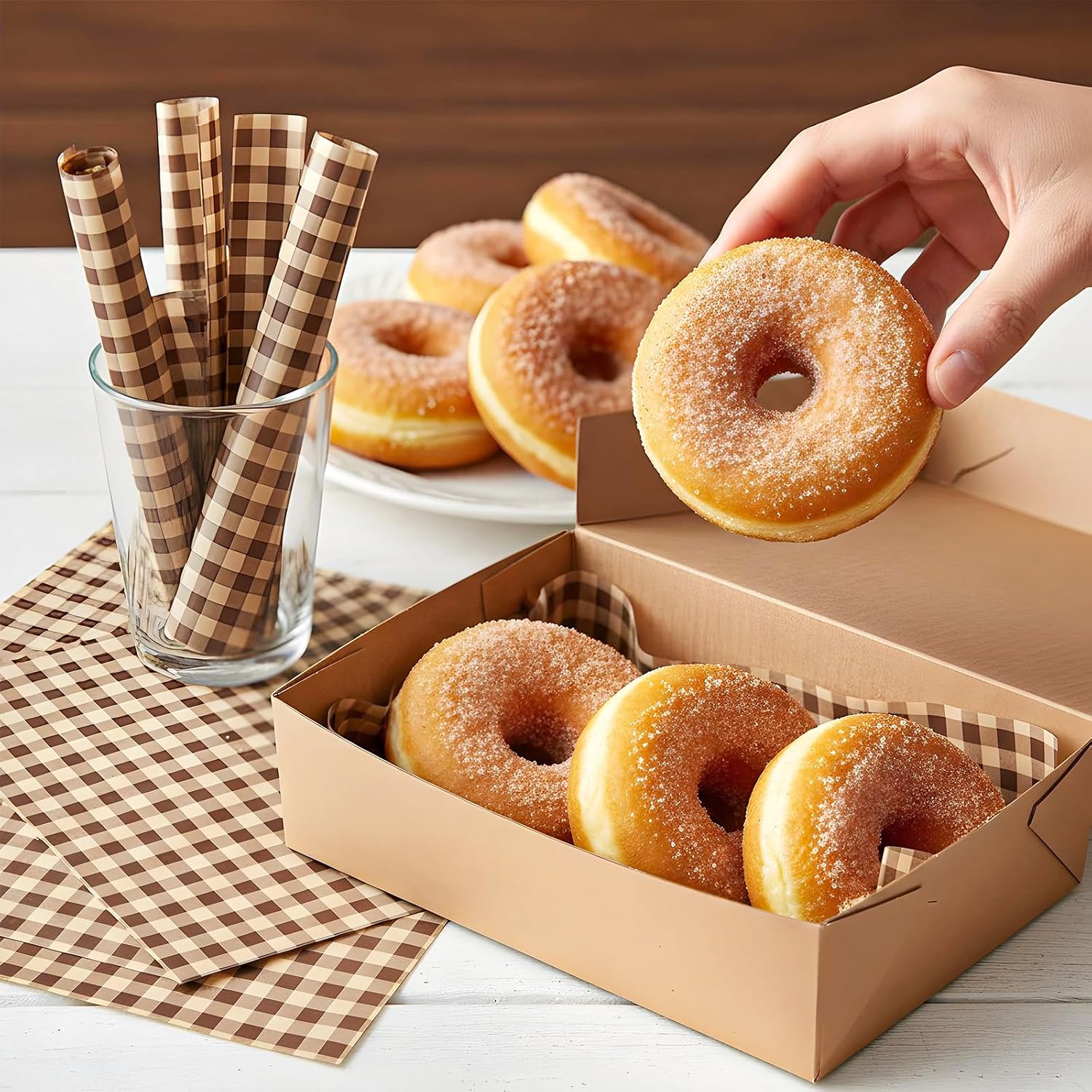Wax Paper Sheets 100Pcs for Food, 8.6 x 8.6 In, Checkered Deli Paper Sheets