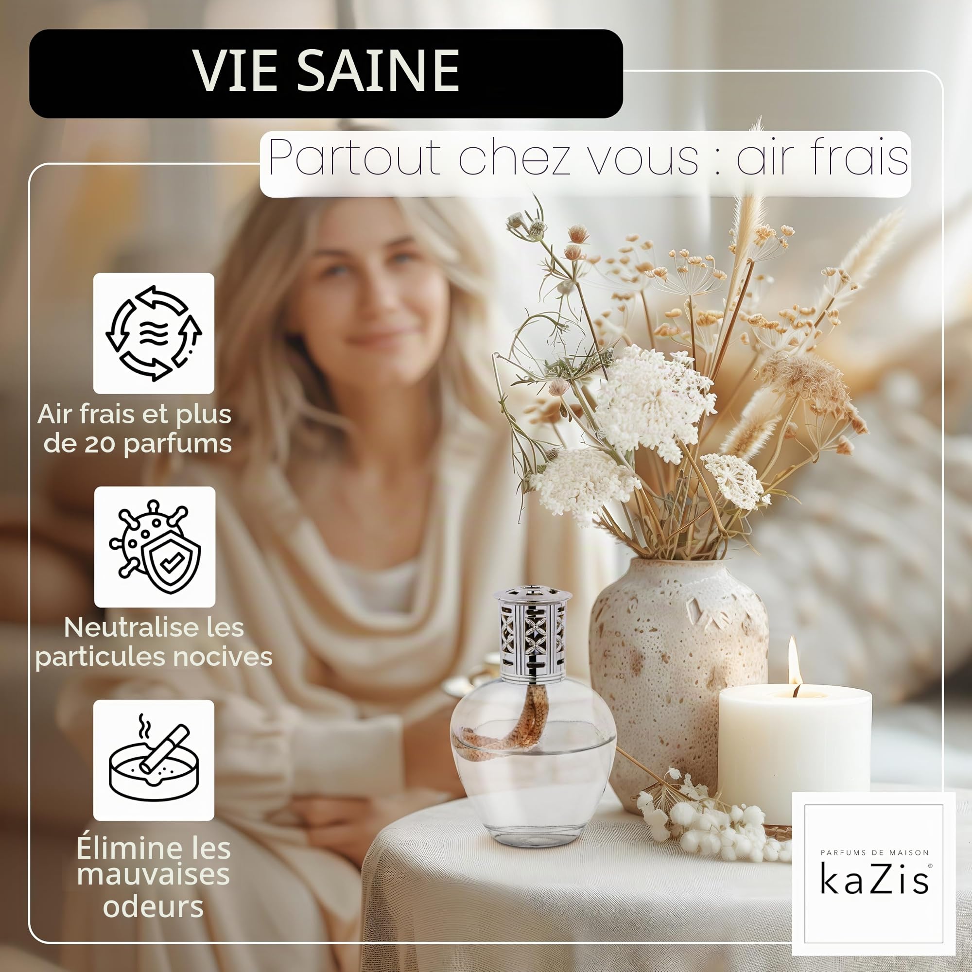 KAZIS® I Lampe catalytique Victoria I Lampe à parfum I Transparent