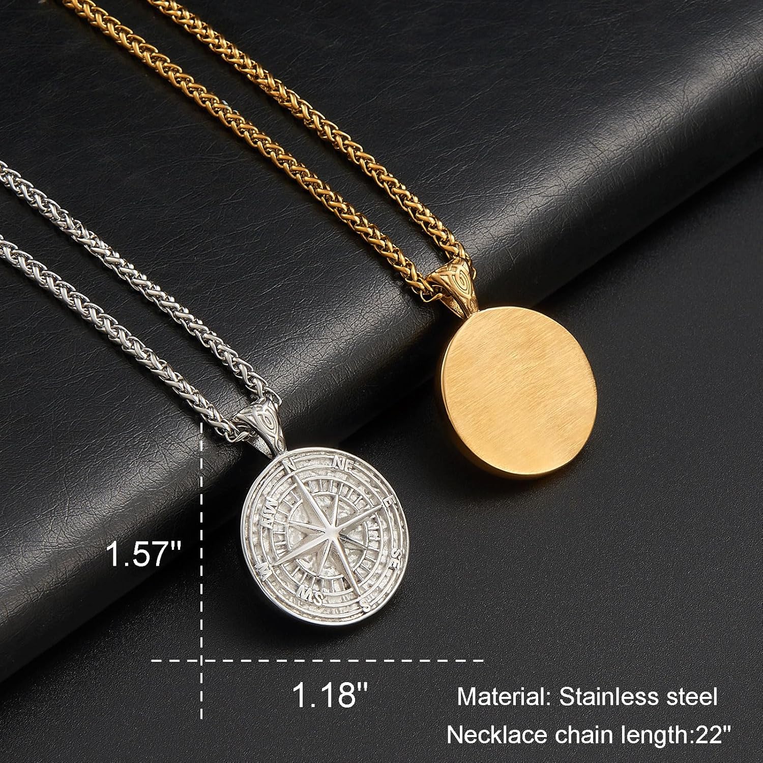 Compass Pendant Stainless Steel Navigator Compass Necklace for Men's Graduation Jewelry Gifts - Image 2