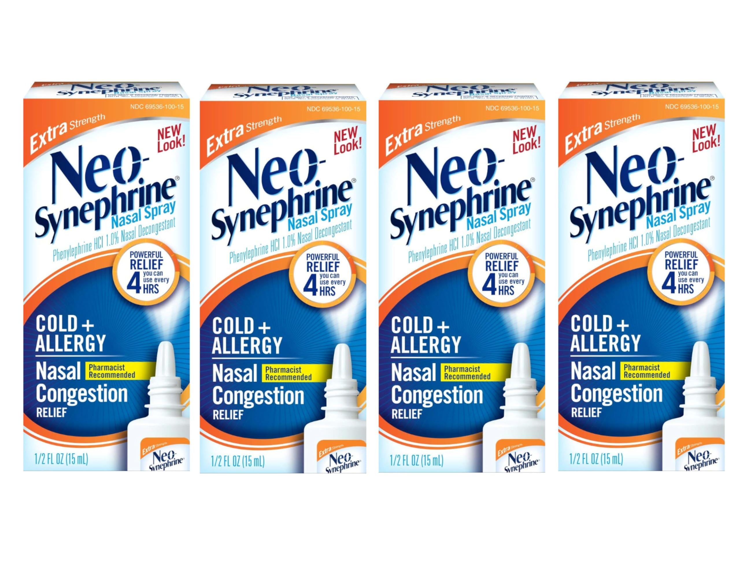 Neo-Synephrine Nasal Spray , Extra Strength Formula, 0.50 Ounces each (Value Pack of 4)