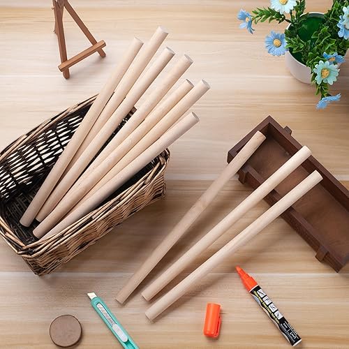 Miniatura 6 de ONUPGO 10 varillas de madera para clavijas de madera, palos de madera dura sin terminar de 58 x 12 pulgadas para artes y bricolaje, manualidades,