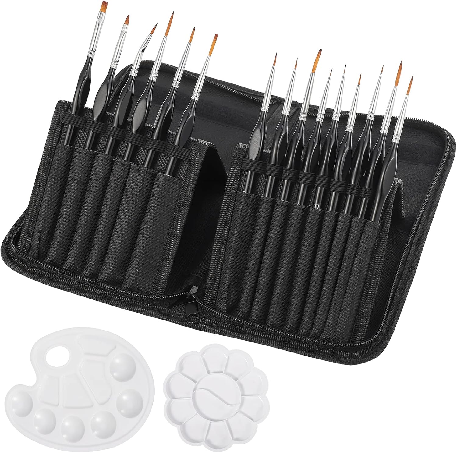 15 Pack Miniature Painting Brushes Kit,Model Brushes Micro Detail Paint Brush with 2