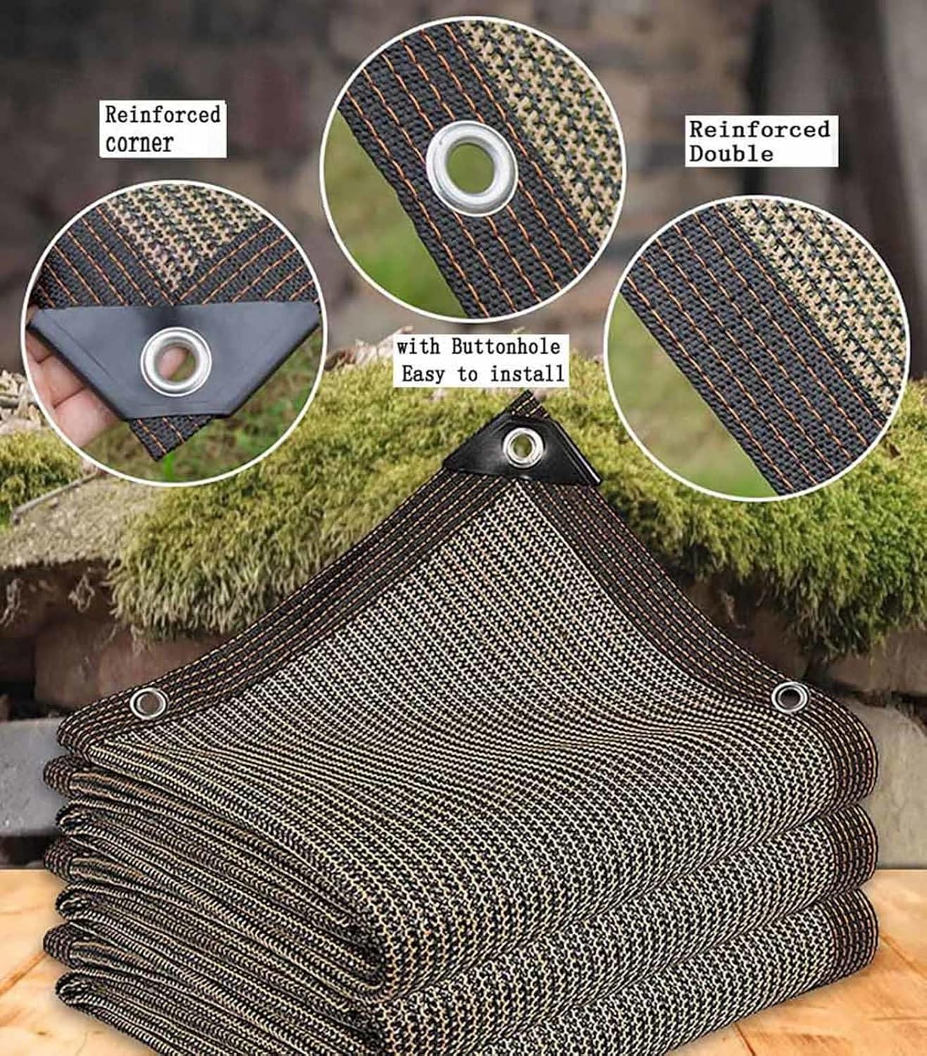 Pergola Canopy Sail Shade Garden Awnings Rectangle 90% Sunblock Shade Cloth, Shade Net for Pergola Privacy Net Outdoor Shade/Plant/Flower/Patio Protection,brown-6x6m
