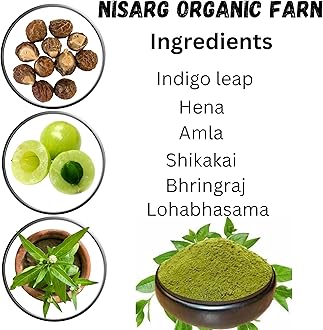 NISARG ORGANIC FARM Herbal Black Mehndi I Pure Natural Organic I for all skin types I Long Lasting Color I Hair Care & Growth I Kali Mehndi for Men and Women I 20 gm (3)