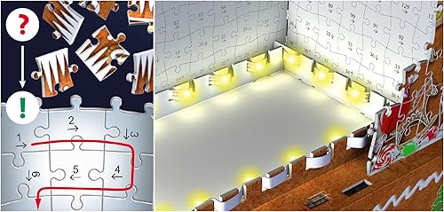 Miniatura 6 de Ravensburger Gingerbread House Night Edition Rompecabezas 3D de 216 piezas para niños 11568 - Tecnología Easy Click significa que las piezas encajan