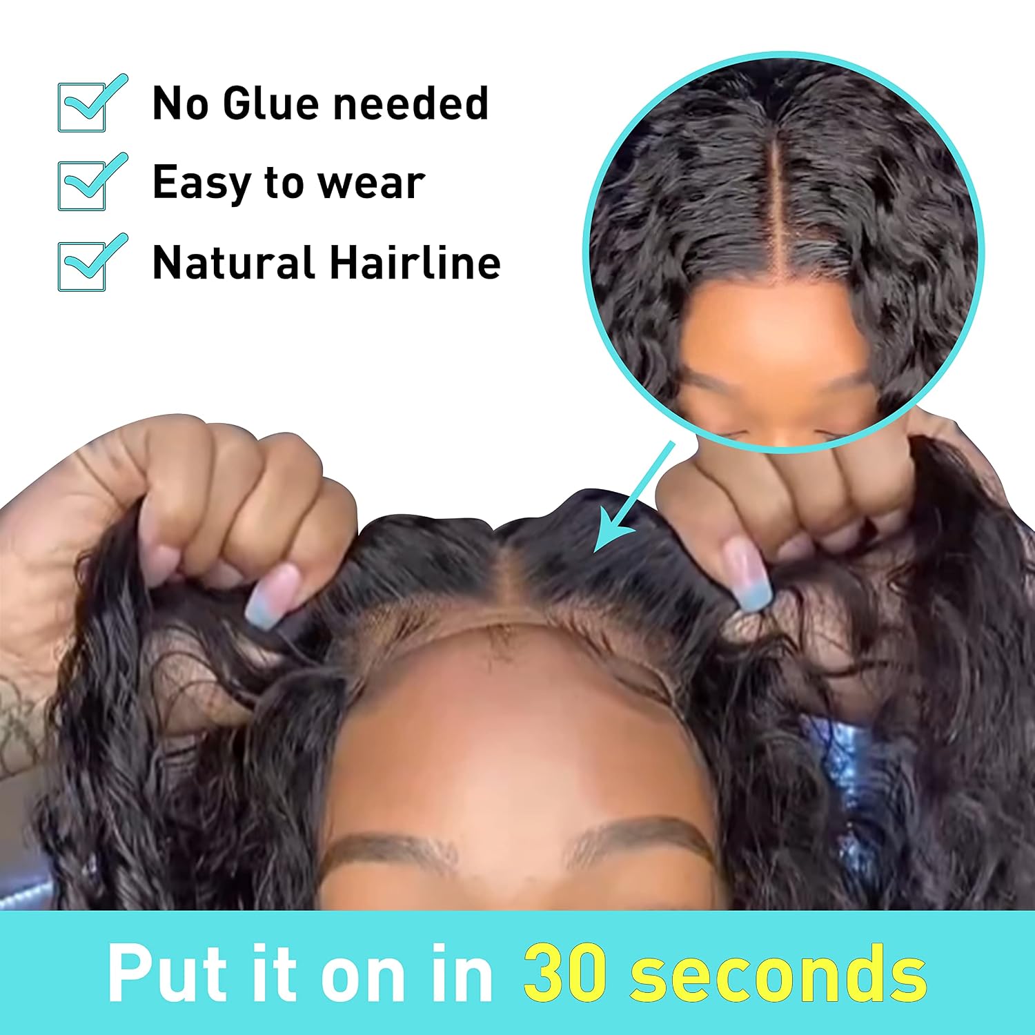 MENTOR Glueless Wigs Human Hair Deep Wave Wear and Go Glueless Wig for Beginner Pre Plucked Pre Cut Lace Front Wigs 6x4 HD Ready to Wear Lace Closure Wig 200% Density 22 inch