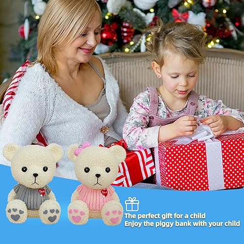 Miniatura 8 de Alcancía de oso de peluche de dibujos animados de resina, lindo oso monedero, caja de monedas, caja de ahorro de monedas para regalo de niños