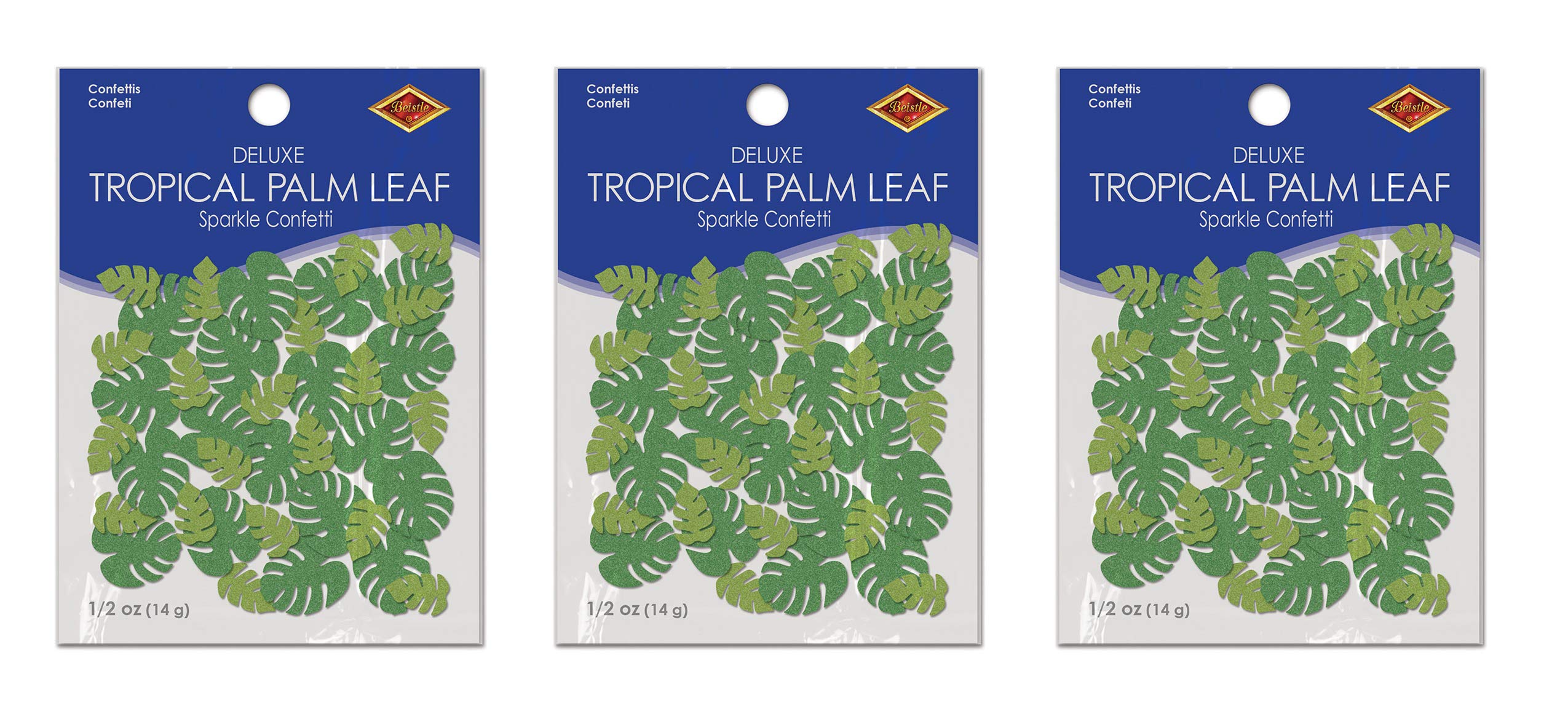 Beistle 53781 1.5 Ounces Sparkly Tropical Monstera Palm Leaf Paper Confetti Tischdekoration mit Hawaii-Motiv, für Geburtstage, Junggesellinnenabschiede, Hochzeiten, Luau-Partys, Papier, Grün/Hellgrün