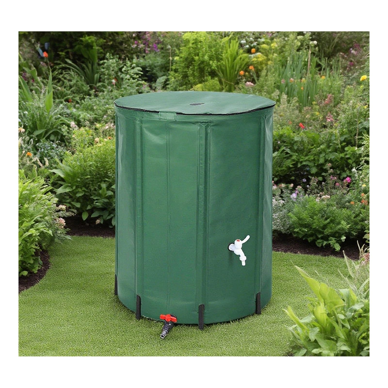 Nviusdsj Green Rainwater Barrels, Heat-Sealed Spliced Fabric, Stable And Durable Structure, Suitable For Various Water Use Scenarios(,100L)