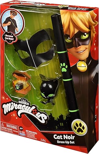 Vista 4 de Miraculous Tales Of Ladybug and Cat Noir - Juego de rol para niños, disfraz de disfraz de mariquita y accesorios para niñas y niños, Negro