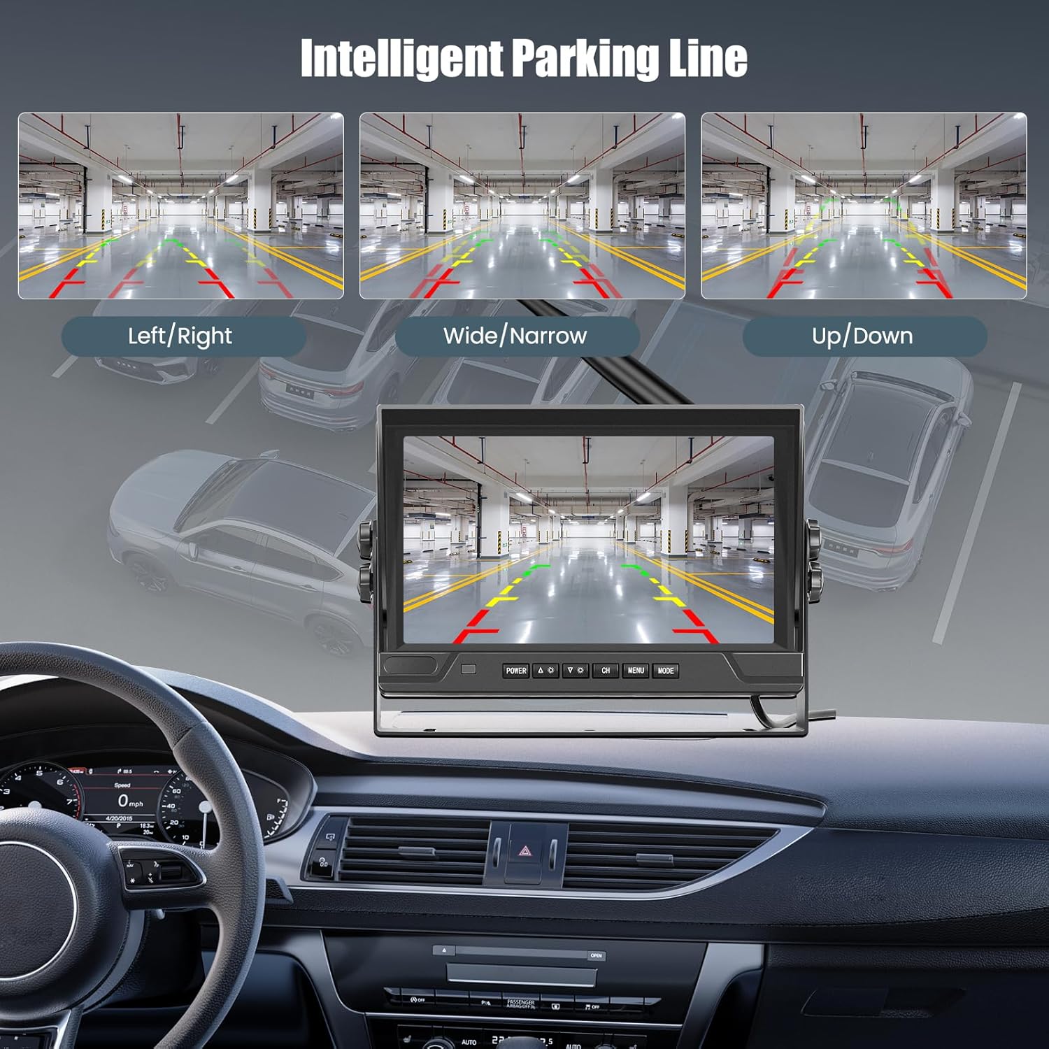 9 Inch Monitor Wireless Backup Camera System with Loop Recording, 12-24V for Truck, Trailer, RV, Bus Reversing Camera IP68 Waterproof Night Vision, Waterproof Back Up Camera Kit