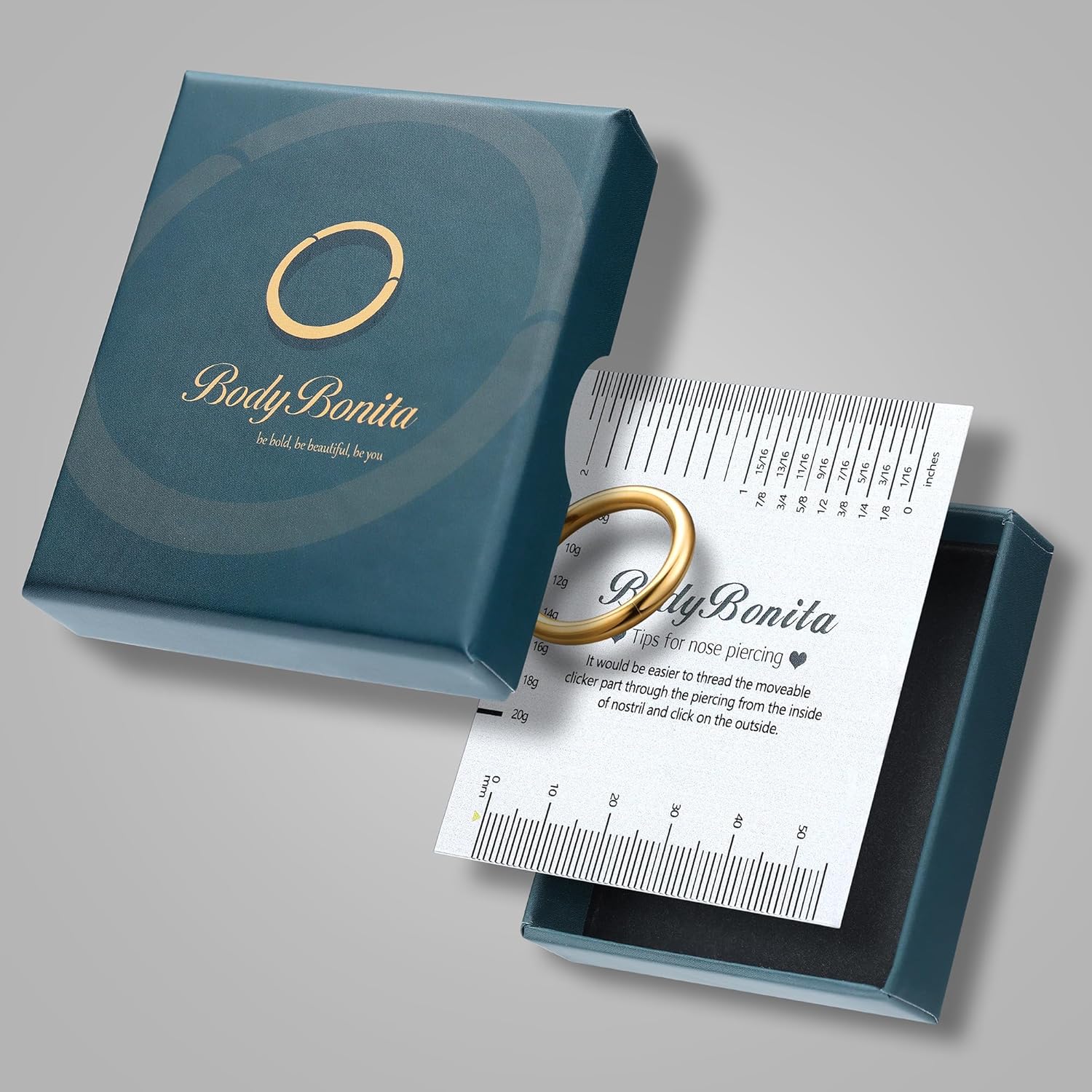 BodyBonita 4/5/8 pcs 16G/18G/20G 316L Surgical Steel Hinged Nose Rings Hoops Lip Septum Rings Helix Conch Rook Cartilage Tragus Earrings Piercing Jewelry Black Silver Gold Plated Nose Rings Women Men - Image 7