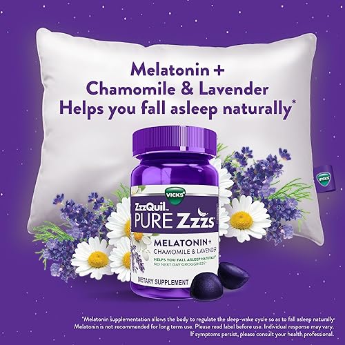 Miniatura 9 de ZzzQuil Pure Zzzs, gomitas de melatonina para dormir con lavanda, raíz de valeriana y manzanilla, sabor natural de vainilla de bayas silvestres, sin