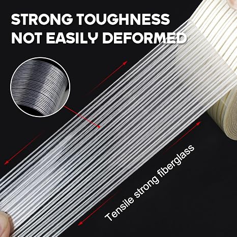 Big roll 2 x80yards, 6mil Mono Fiberglass Transparent Reinforced Packing, Heavy Duty Wearproof Strapping Tape Tape 1 Pack with Dispenser,