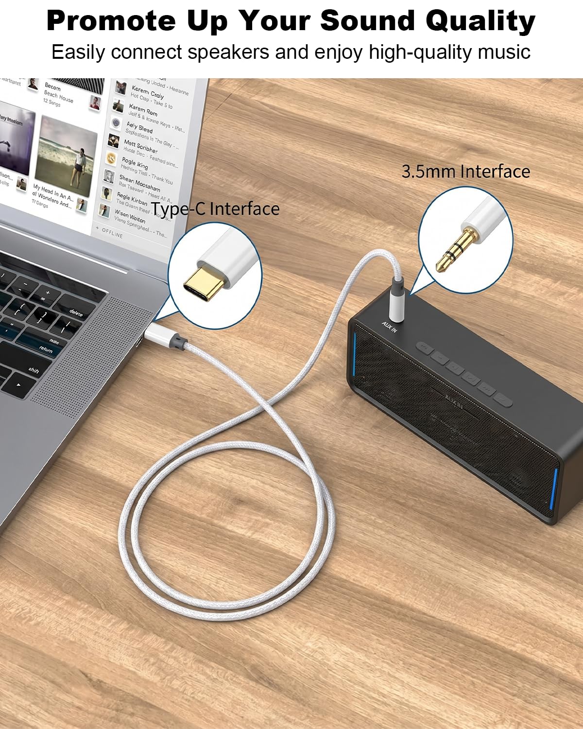 Aux to USB C, Aux Cord to USB C to 3.5mm Audio Headphone Jack Adapter [2 Pack, 4FT], Hi-Fi DAC Dongle Aux Cord Compatible with iPhone 17/16/15 Pro Max, Samsung S25/S24/S23, iPad Pro, Pixel, Car Stereo - 5