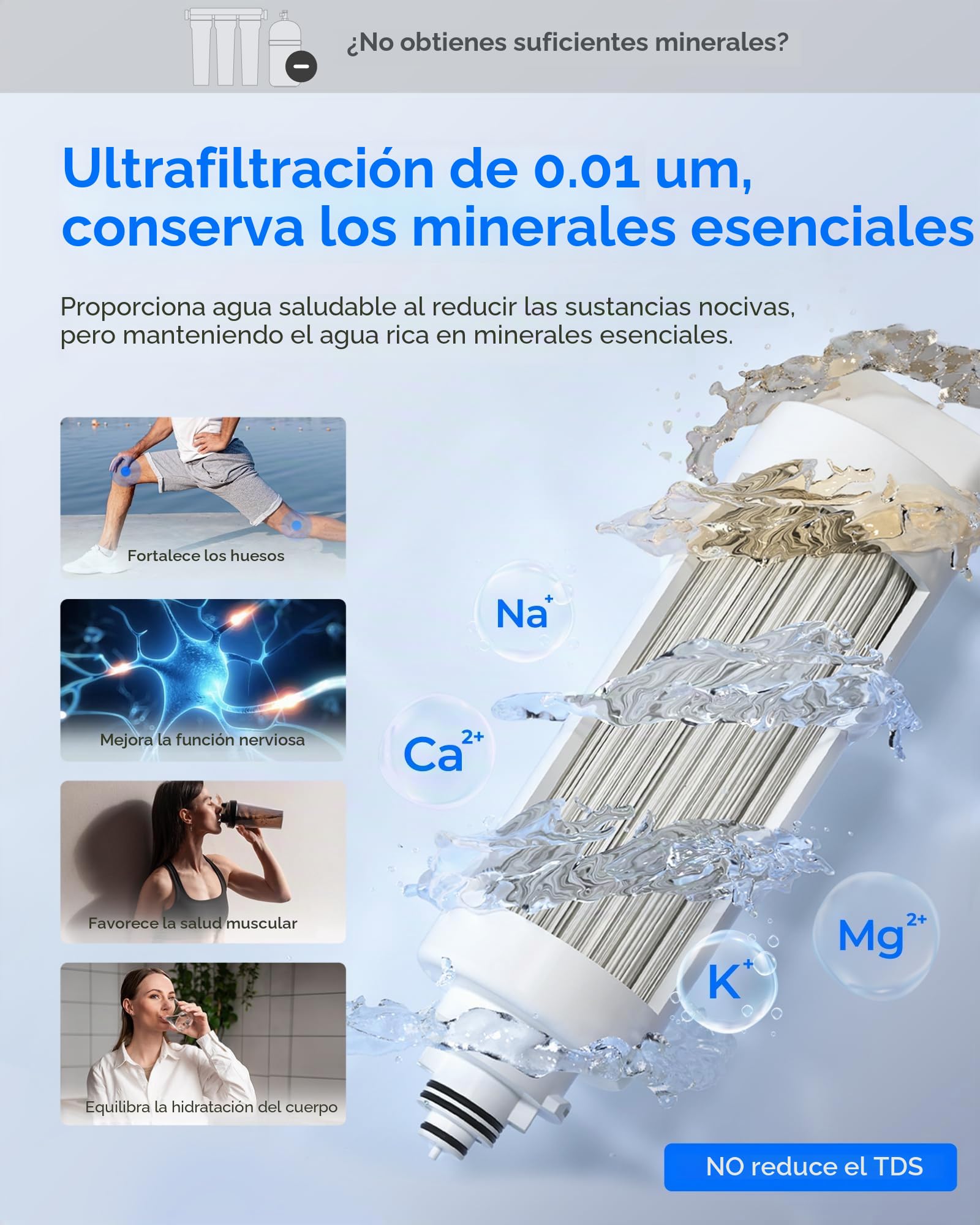Waterdrop TSU 0,01 μm Sistema de Filtro de Agua Debajo del Fregadero de Ultrafiltración, Alta Capacidad de 3 Etapas, Panel Inteligente, Sin Aguas Residuales, Reducir PFAS, PFOA/PFOS