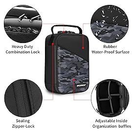 IDEATECH Smell Proof Bag, Stash Box Odor Proof, Smell Proof Containers with Lock, Odorless Travel Storage Bag, Home Organizer Case Lock Box with Accessories (Camo)