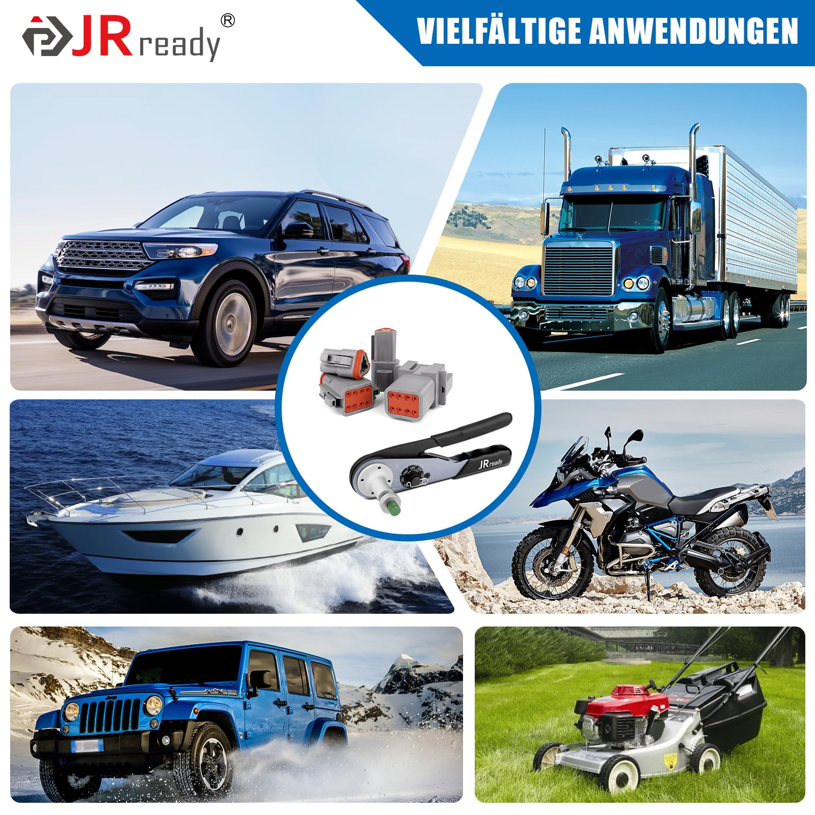 JRready DT Stecker Kit 604 PCS mit Crimpzange ACT-M202 (12-22AWG) Deutsch Stecker 2,3,4,6,8,12 polig IP68 Waterproof Größe 16 Terminal Kit 16-20 AWG Deutsch Removal Tool Repair Accessory