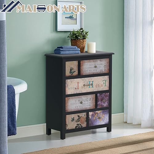 Miniatura 4 de MAISON ARTS Cómoda blanca de 3 cajones para el hogar moderna 3 cajones de granja armario de almacenamiento desgastado para dormitorio sala de estar