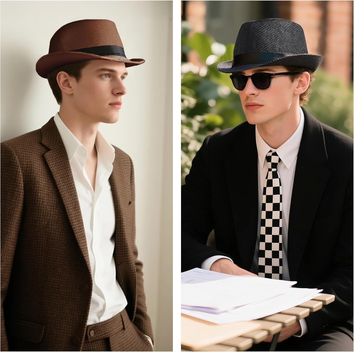 BABEYOND Straw Trilby Fedora Hat for Men-1920s Felt Ghana Ubuy